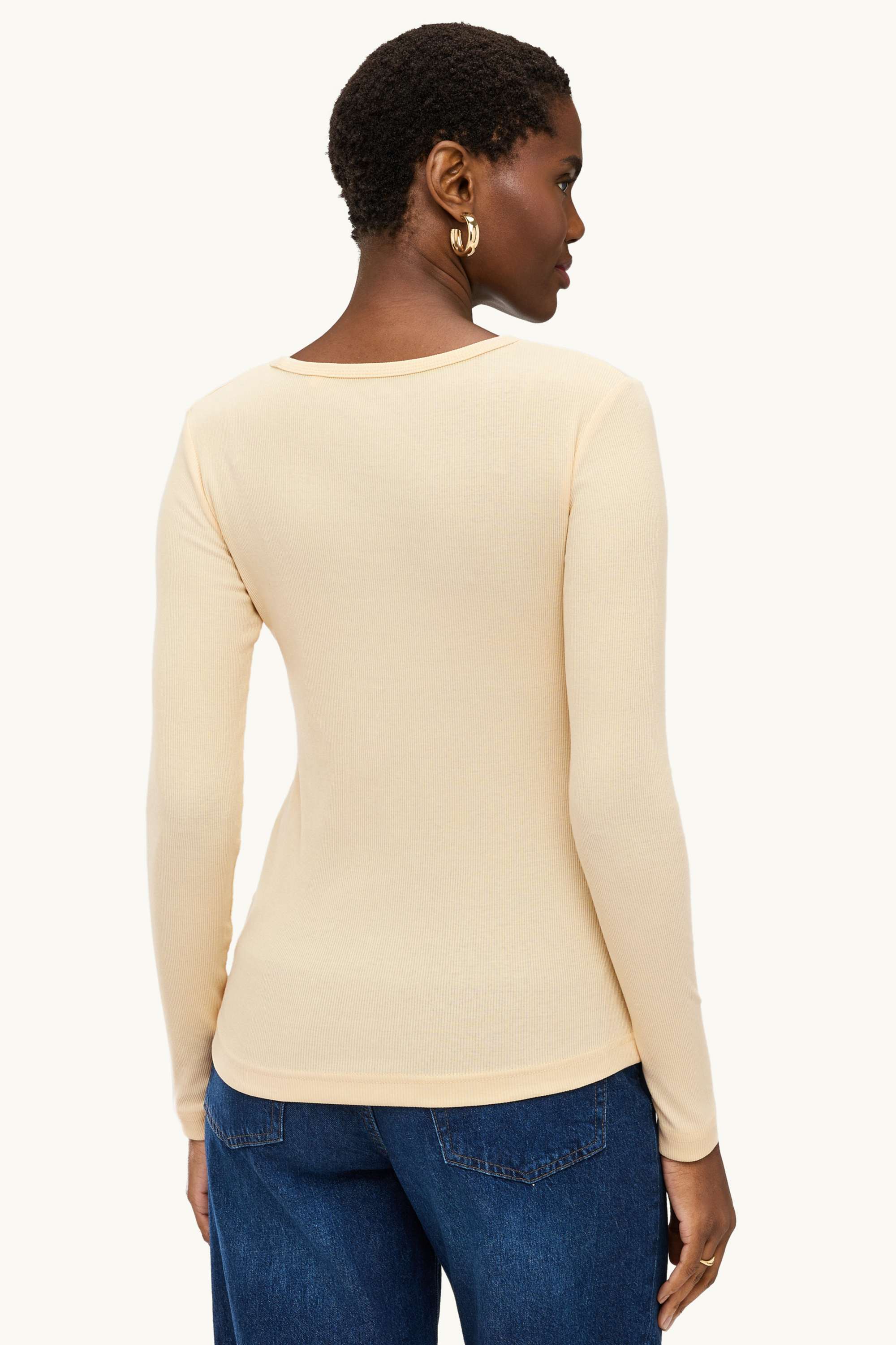 Long sleeve top - slim fit - ribbed light yellow