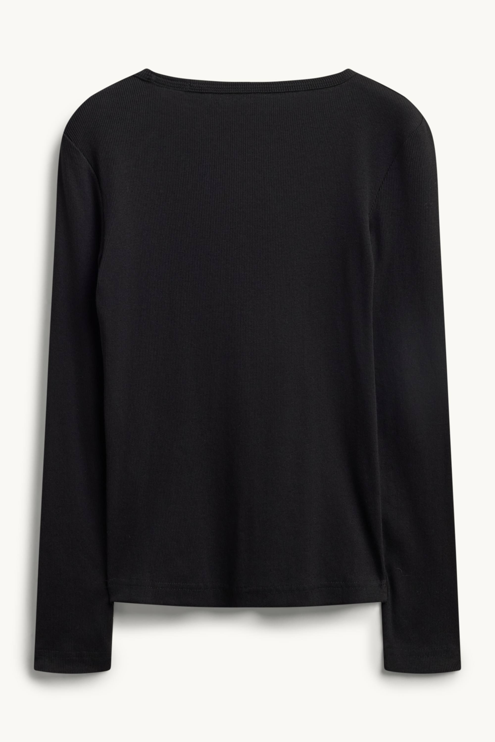 Long sleeve top - slim fit - ribbed black