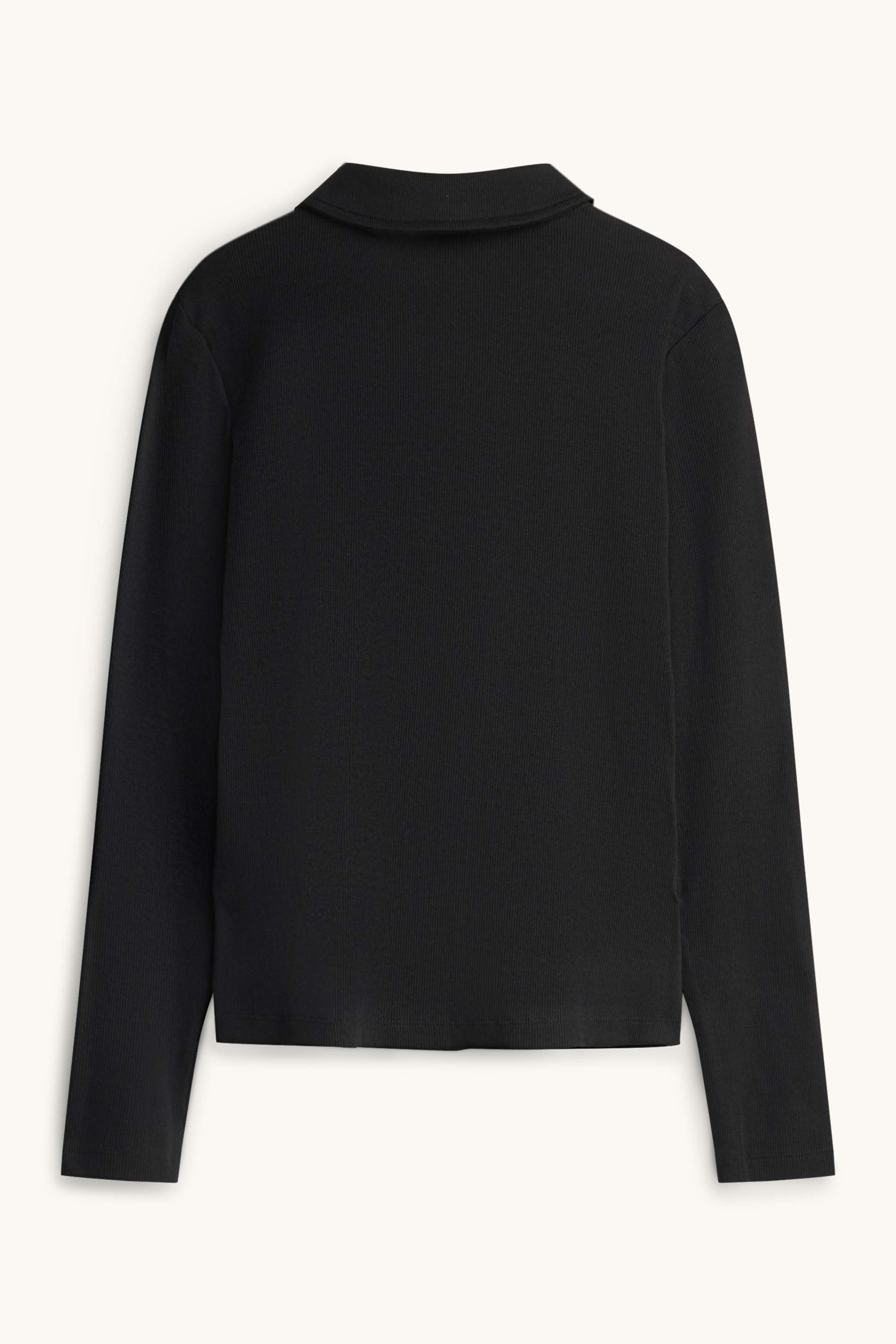 Long sleeve top - regular fit - ribbed black