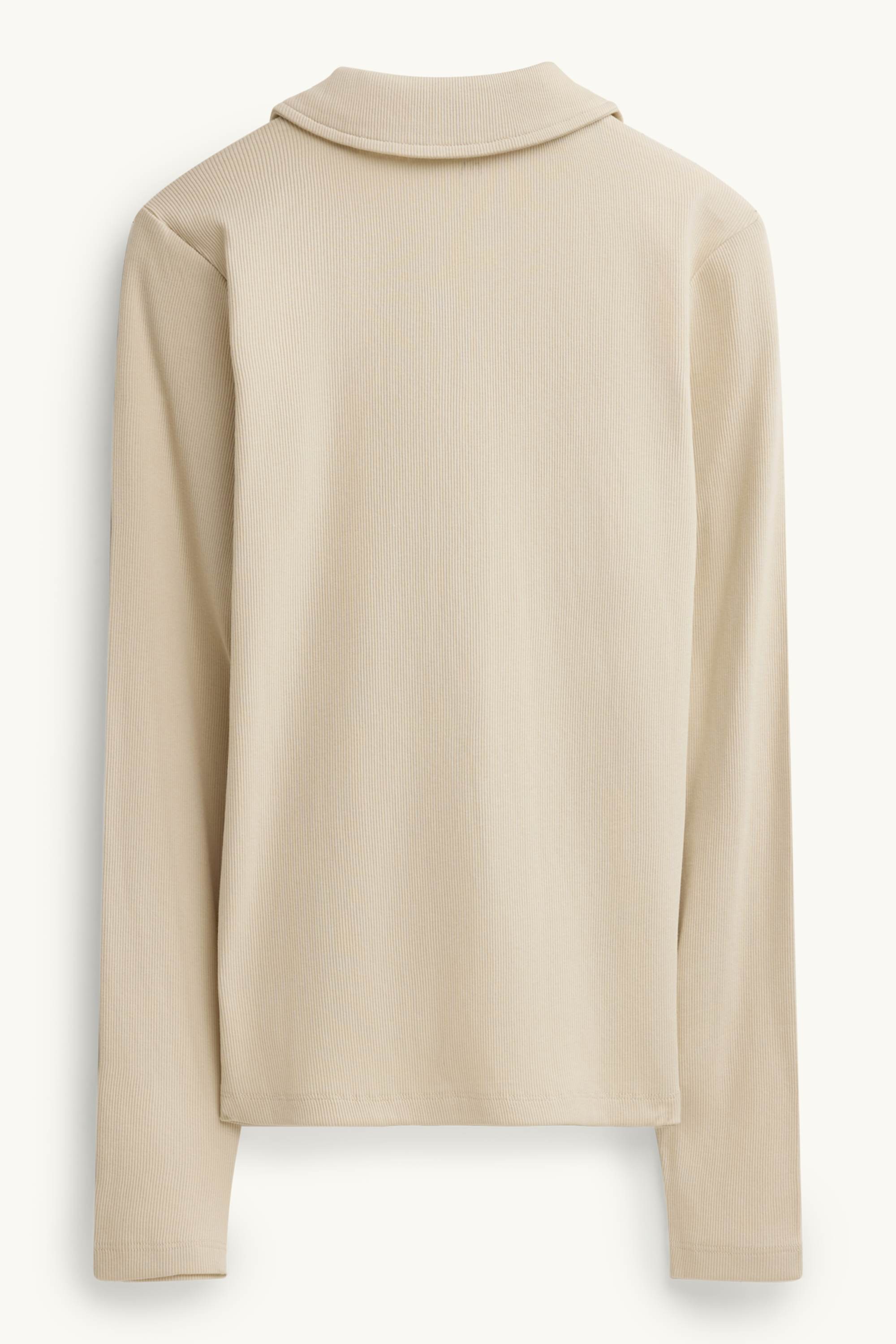 Long sleeve top - regular fit - ribbed beige