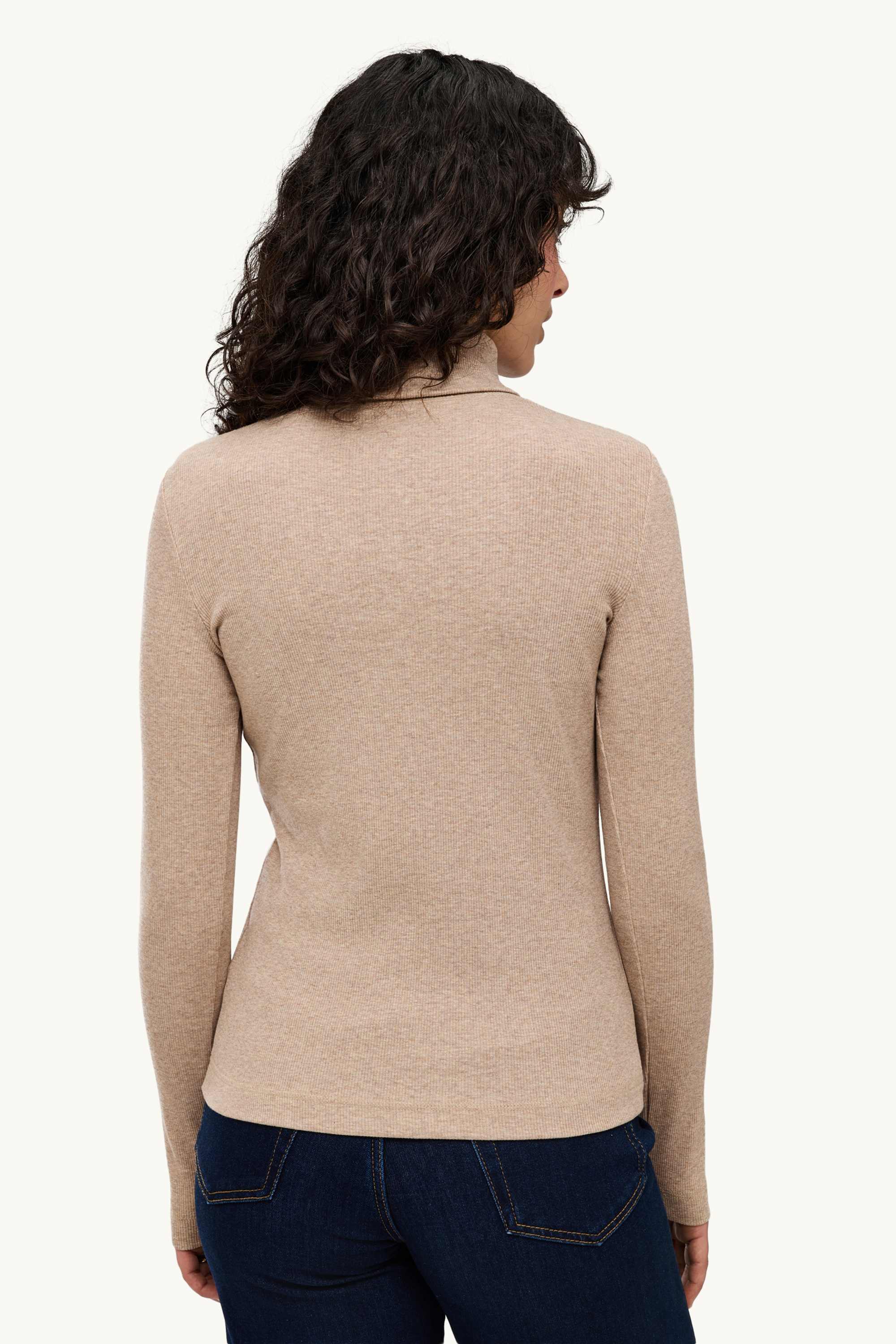 Turtleneck top - ribbed beige