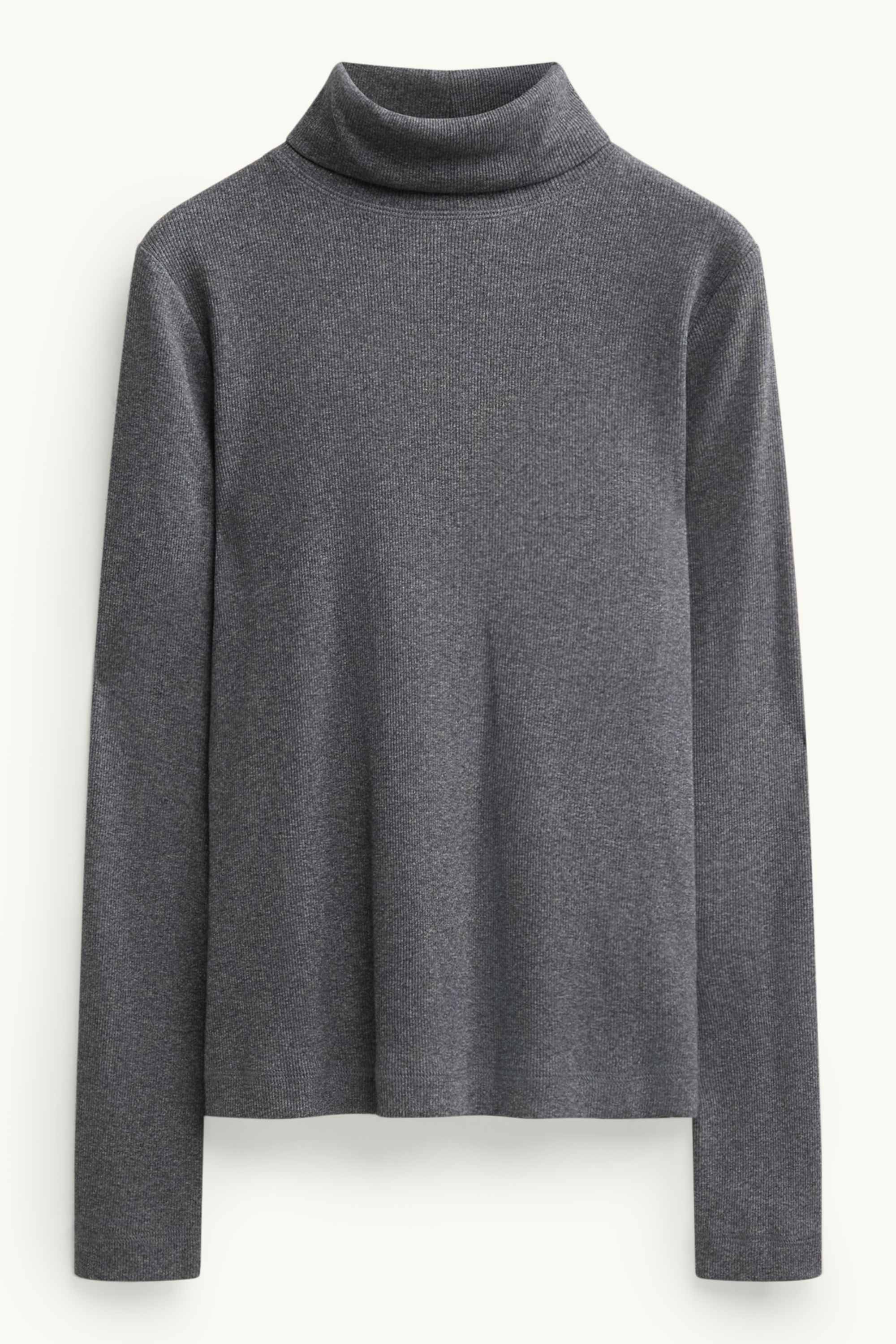 Turtleneck top - ribbed dark gray melange