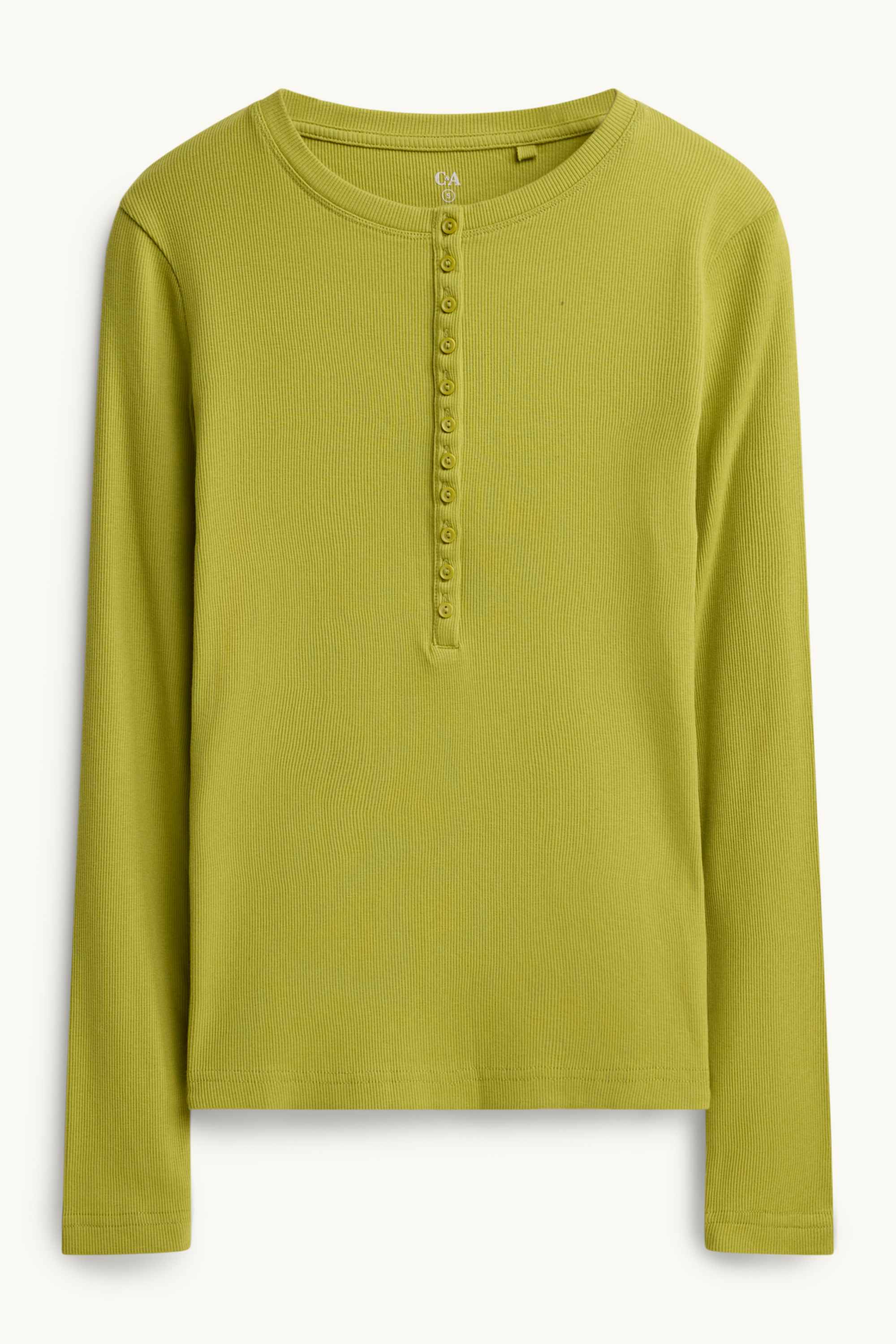 Henley T-shirt - slim fit - ribbed green