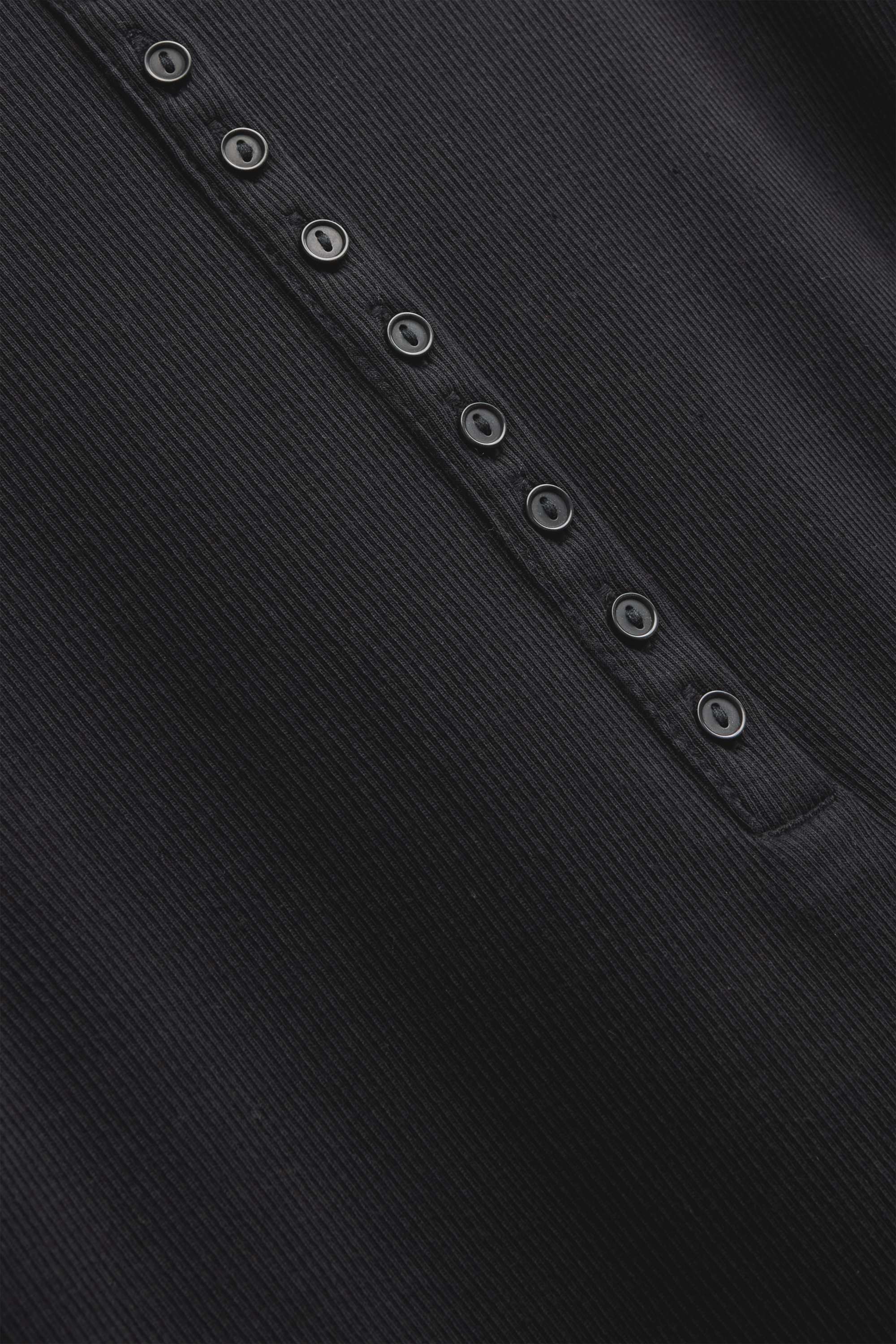 Henley T-shirt - slim fit - ribbed black