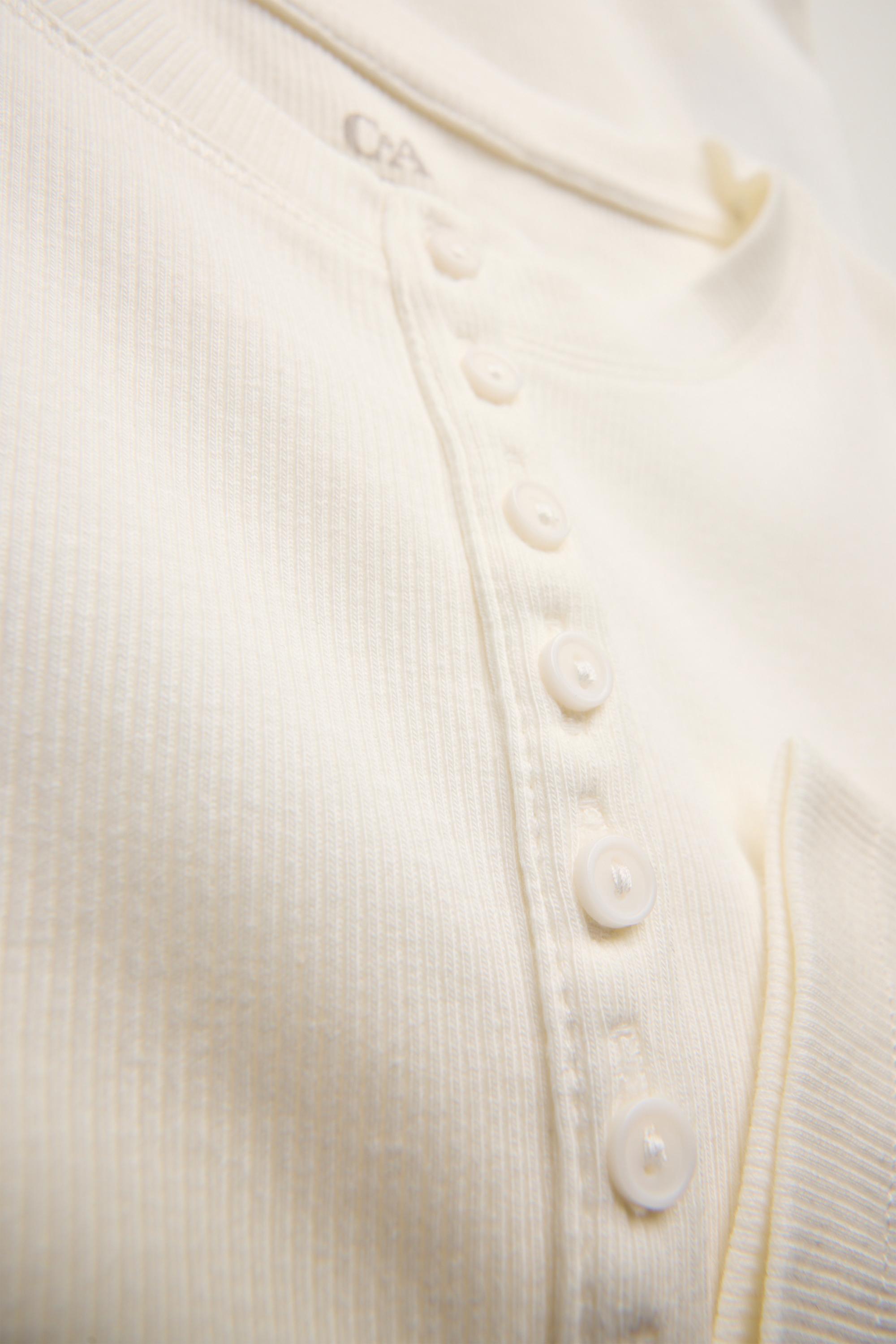 Henley T-shirt - slim fit - ribbed white