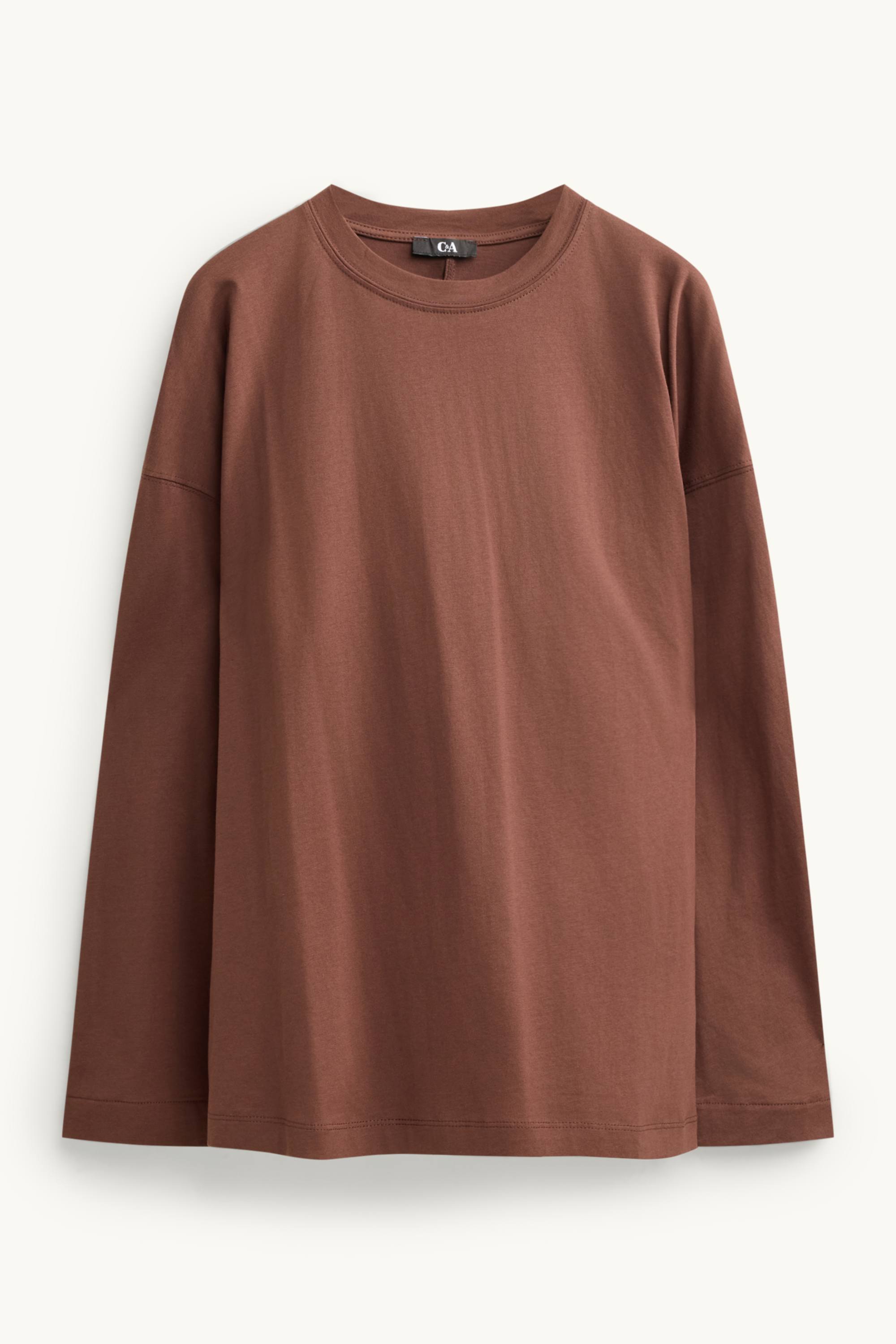 Long sleeve top - relaxed fit brown