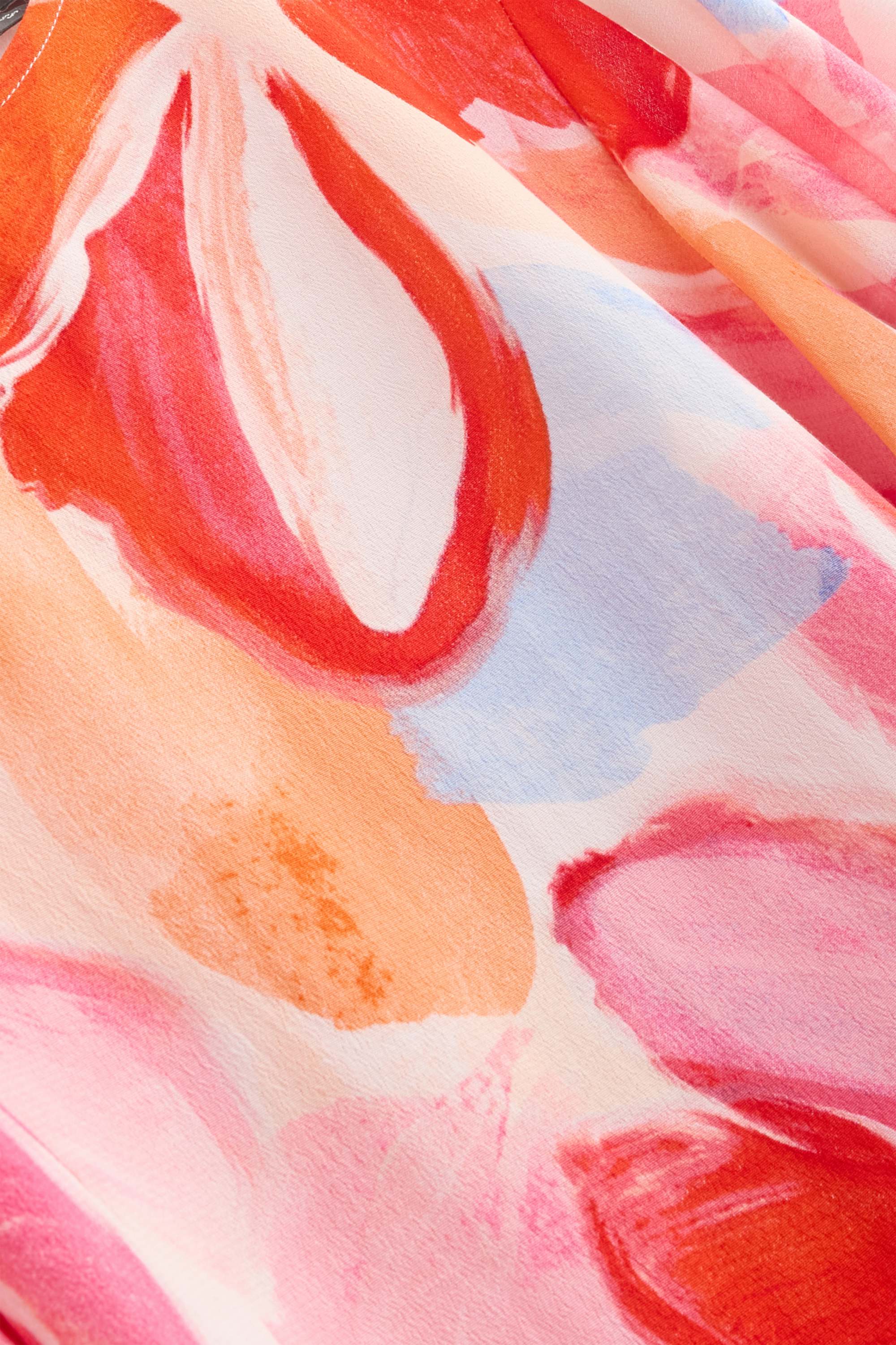 Blouse - floral orange / red