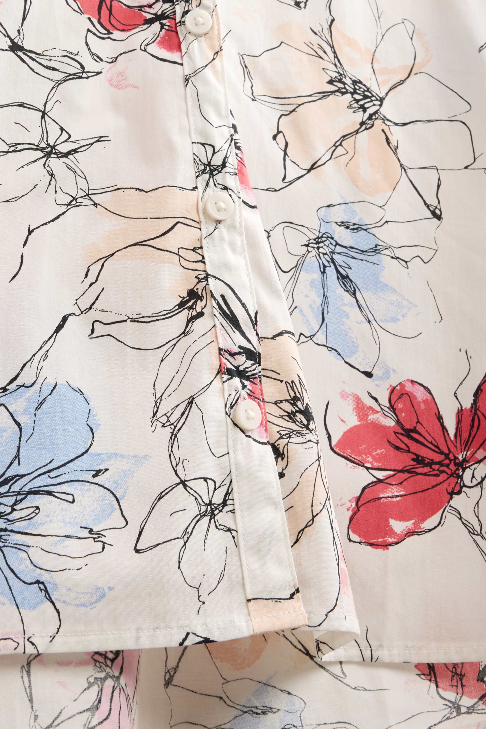 Blouse - floral white / red