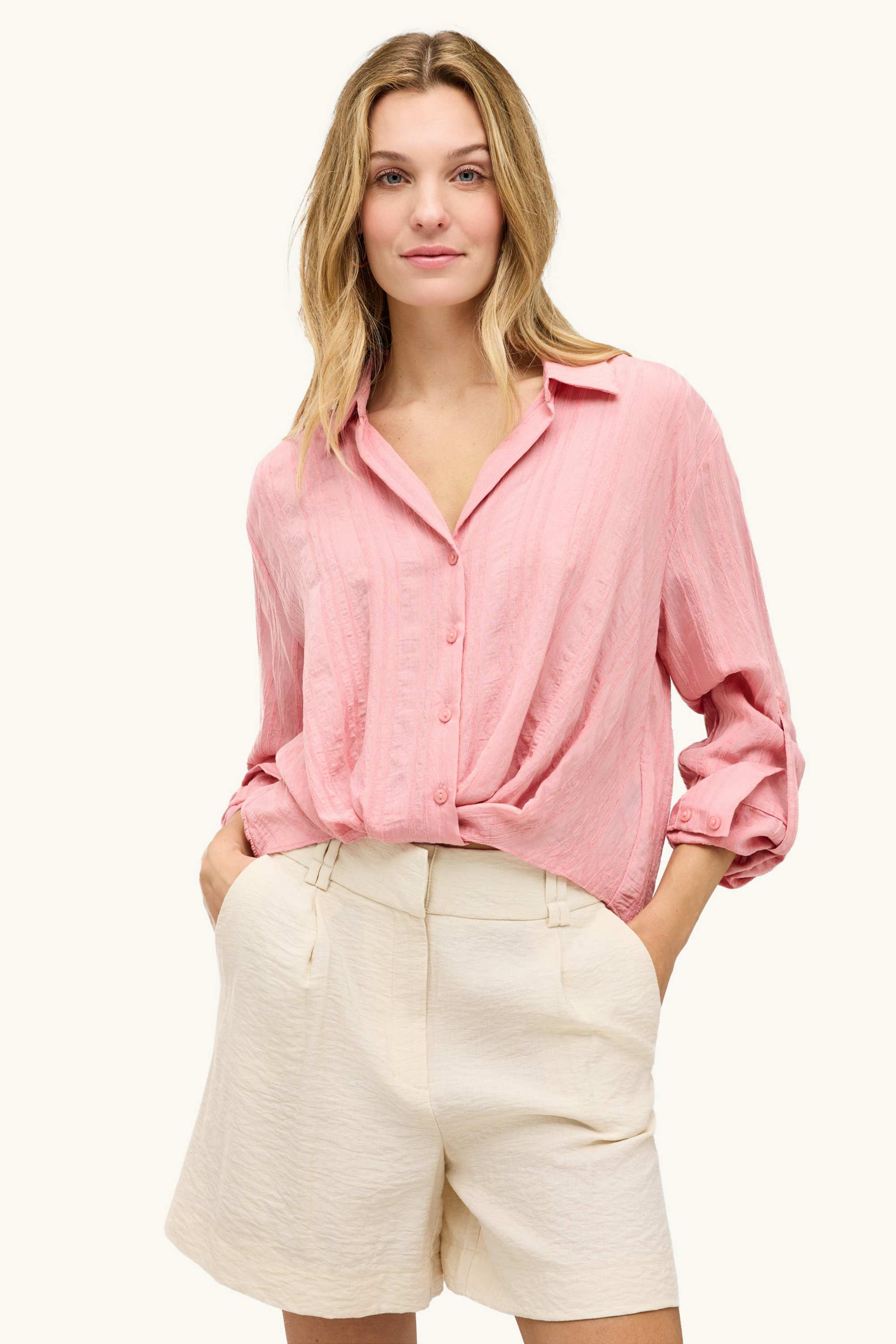 Blouse with knot detail rose