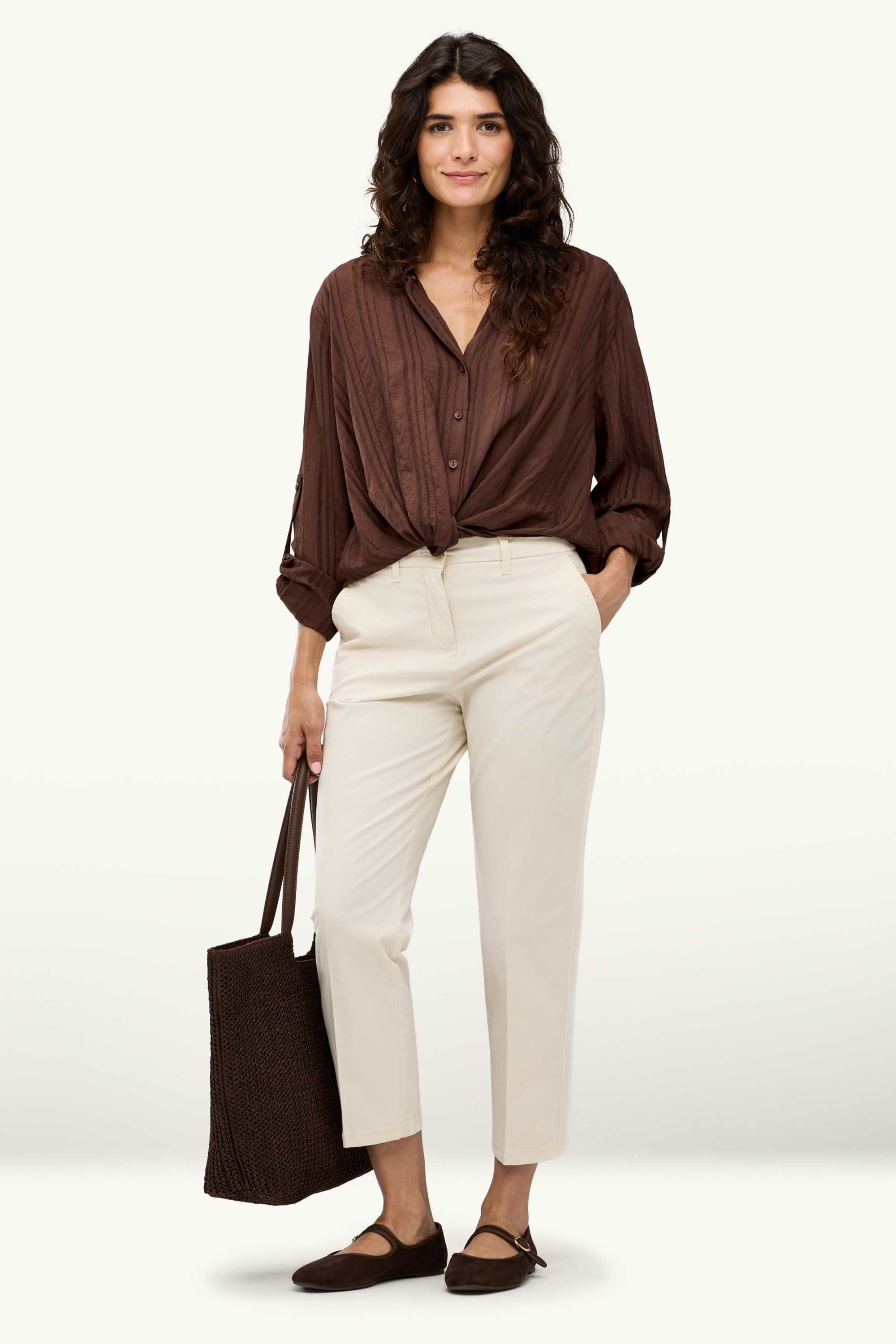Blouse with knot detail dark brown