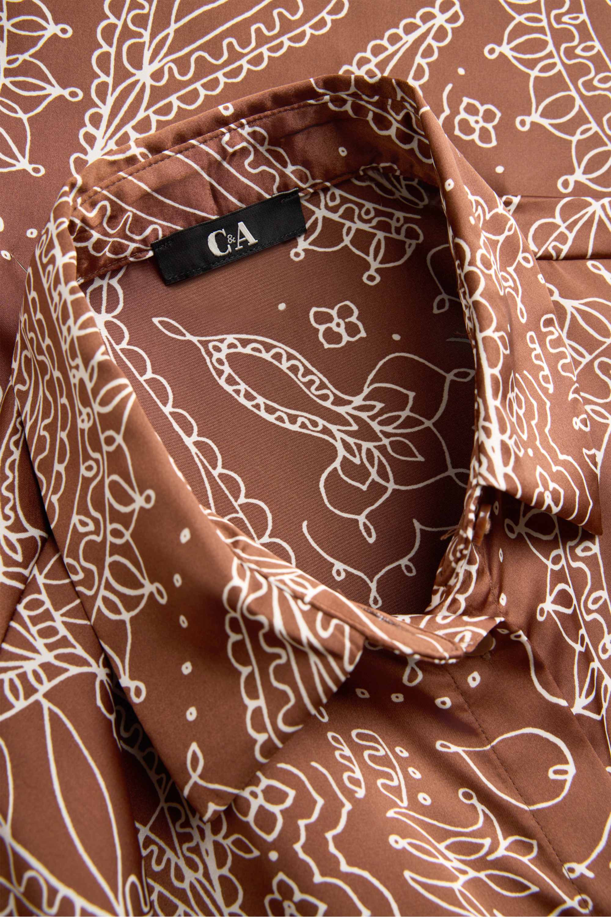 Satin shirt blouse - patterned rust