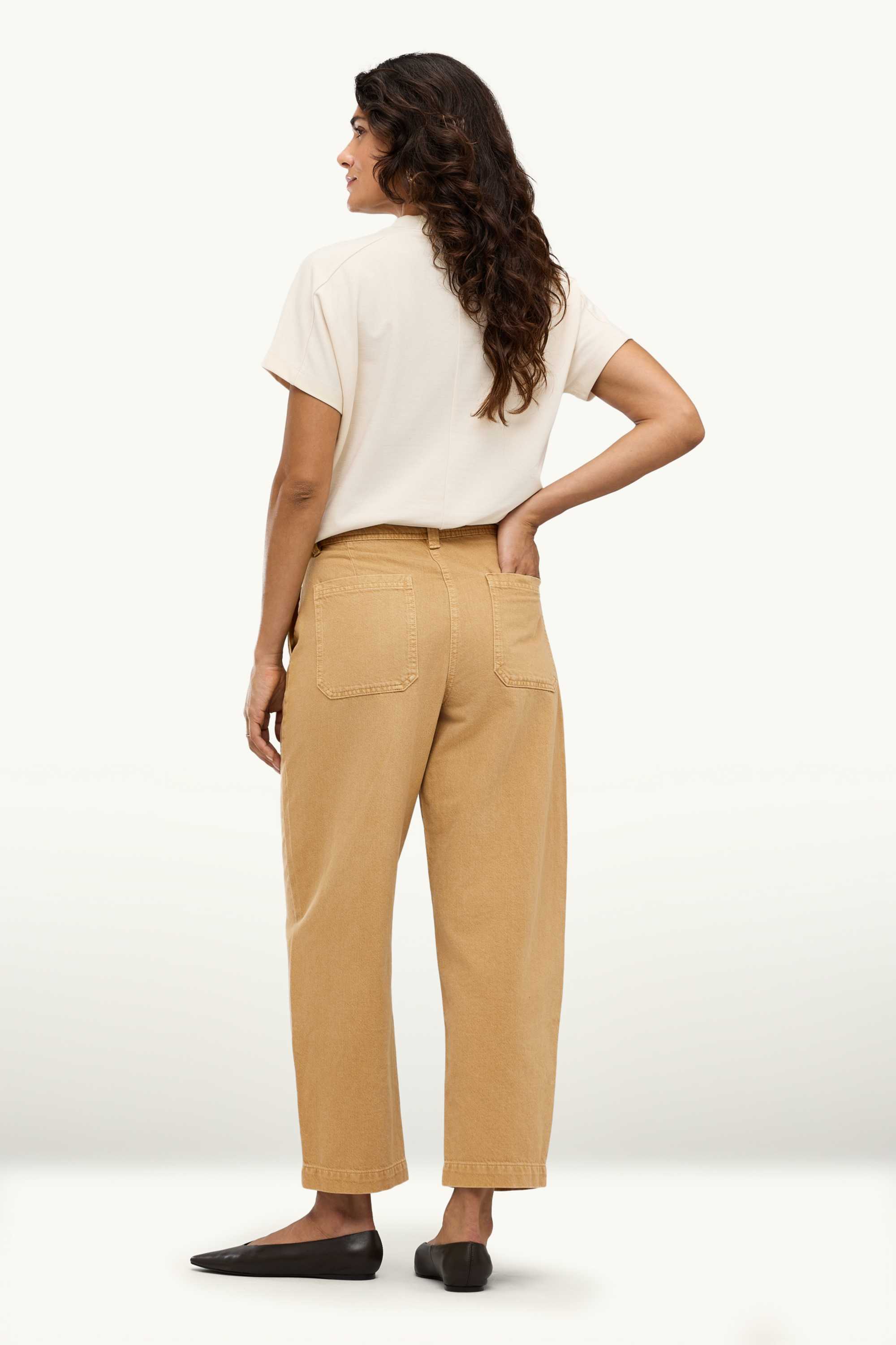 Barrel jeans - high waist beige