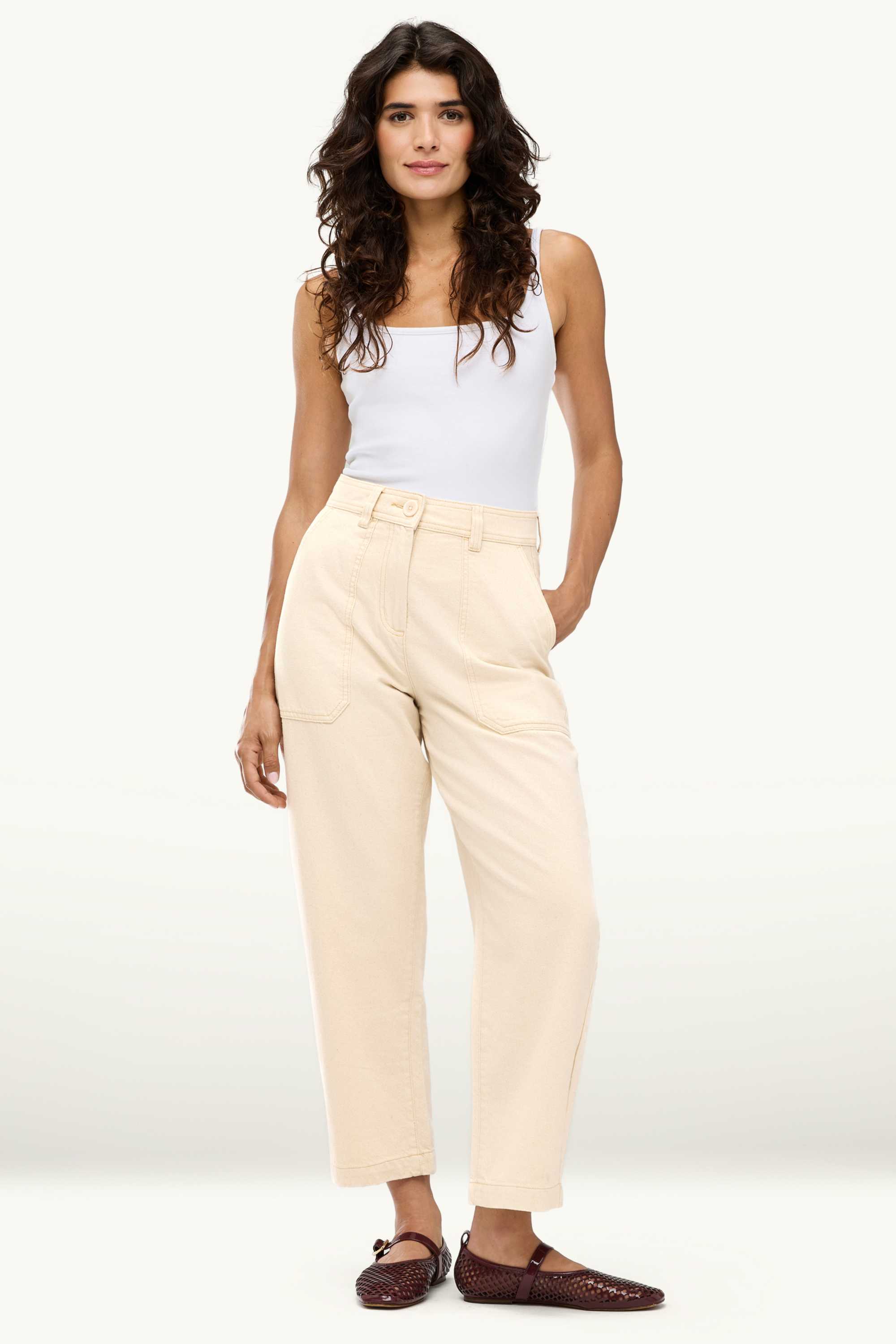 Barrel jeans - high waist creme