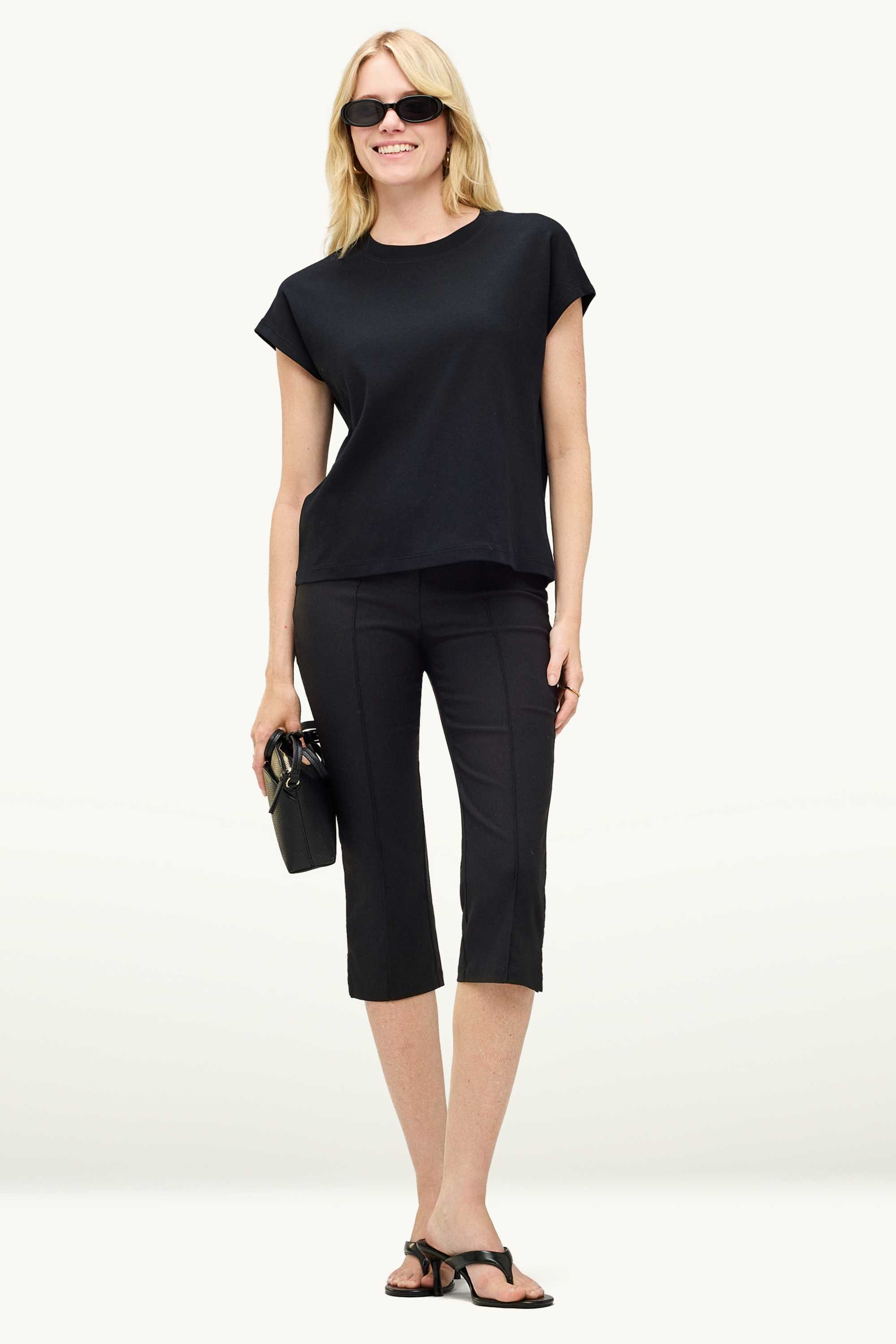 Capri trousers - high waist - slim fit black