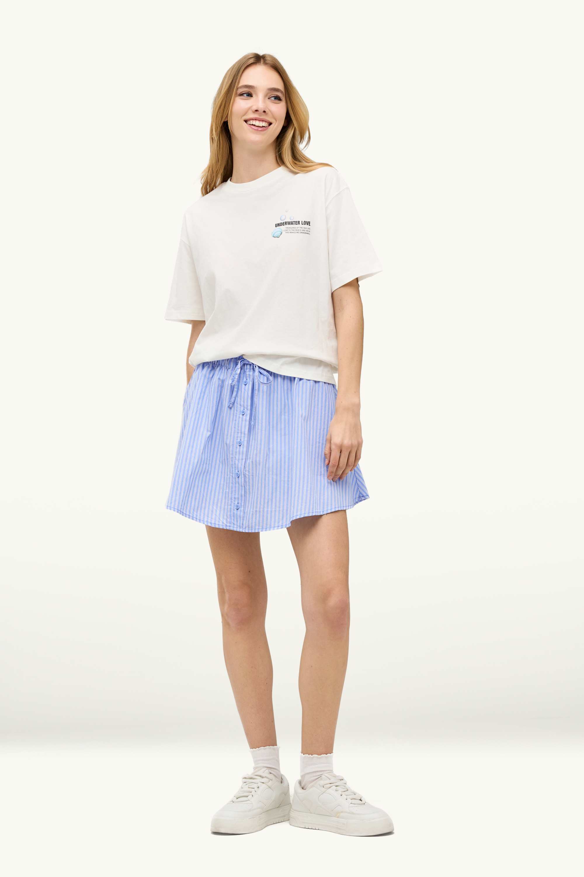 Skirt - striped light blue