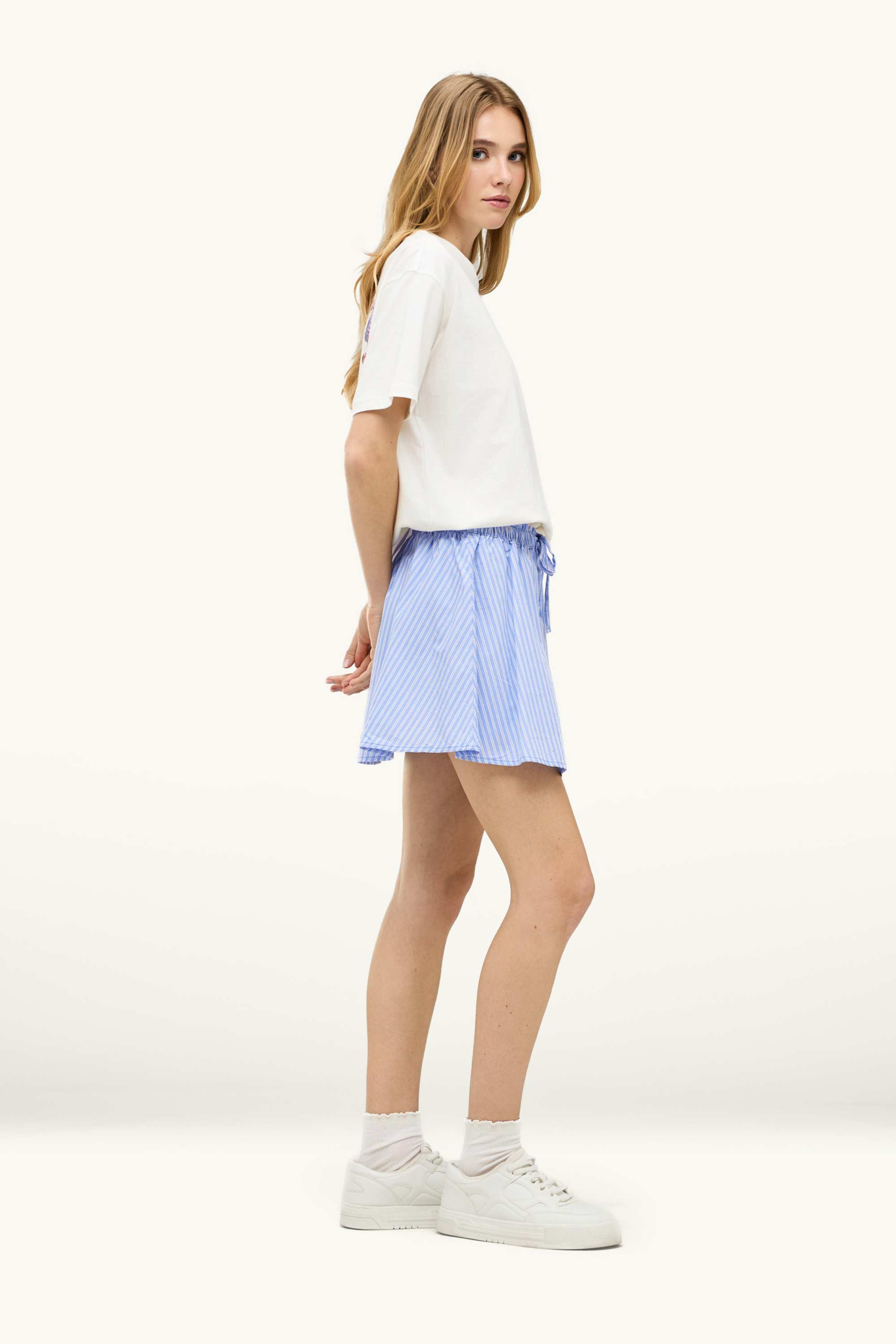 Skirt - striped light blue
