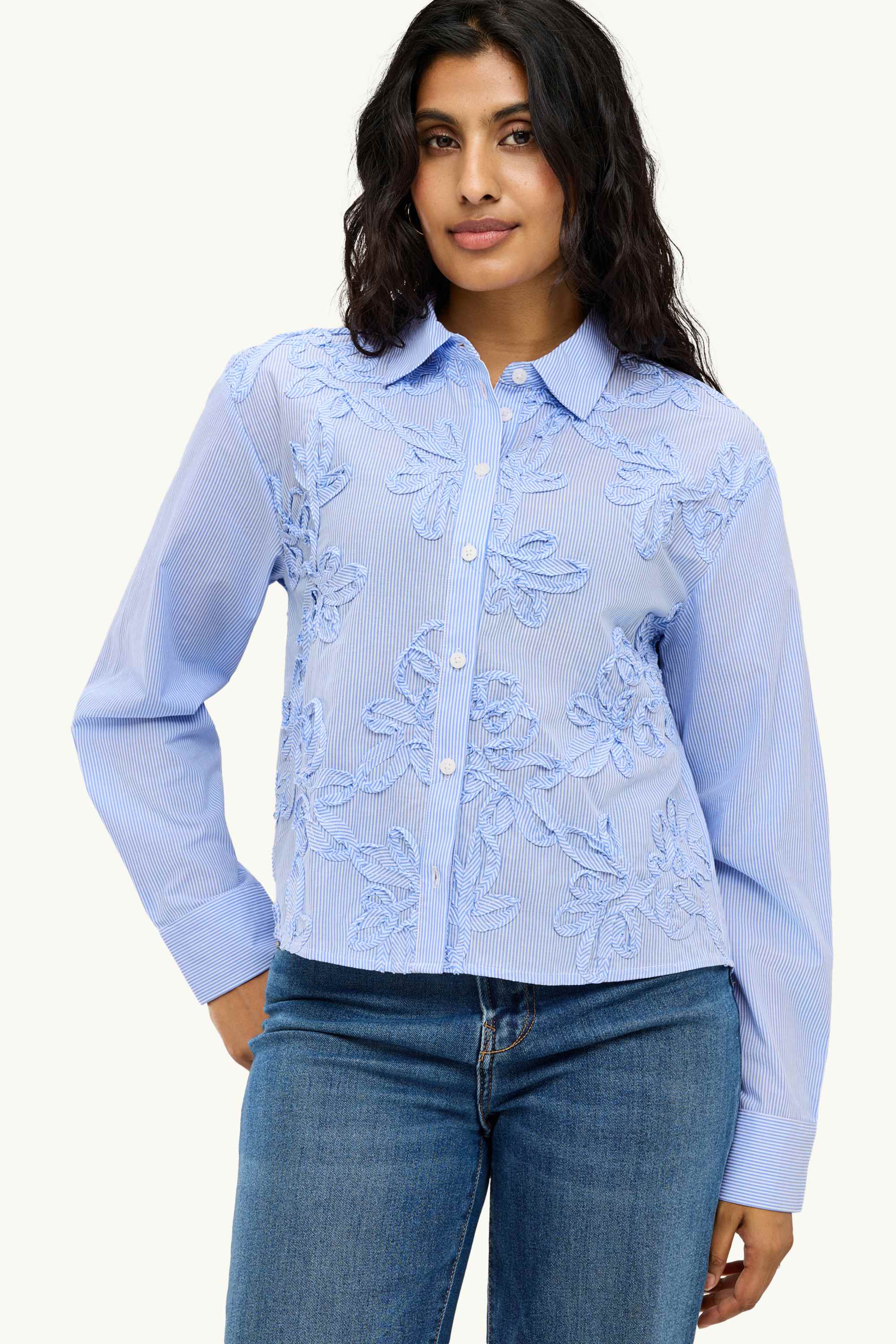 Blouse - striped light blue