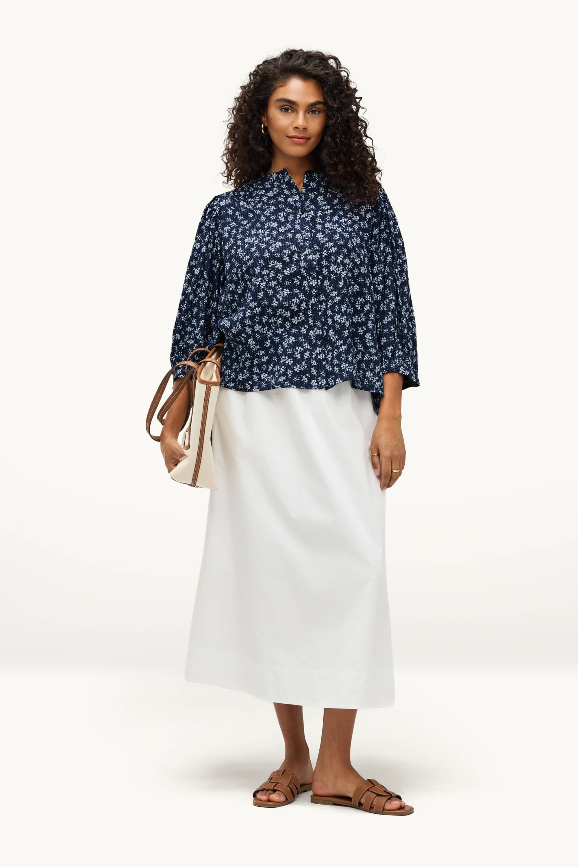 Blouse - floral blue / white (2)
