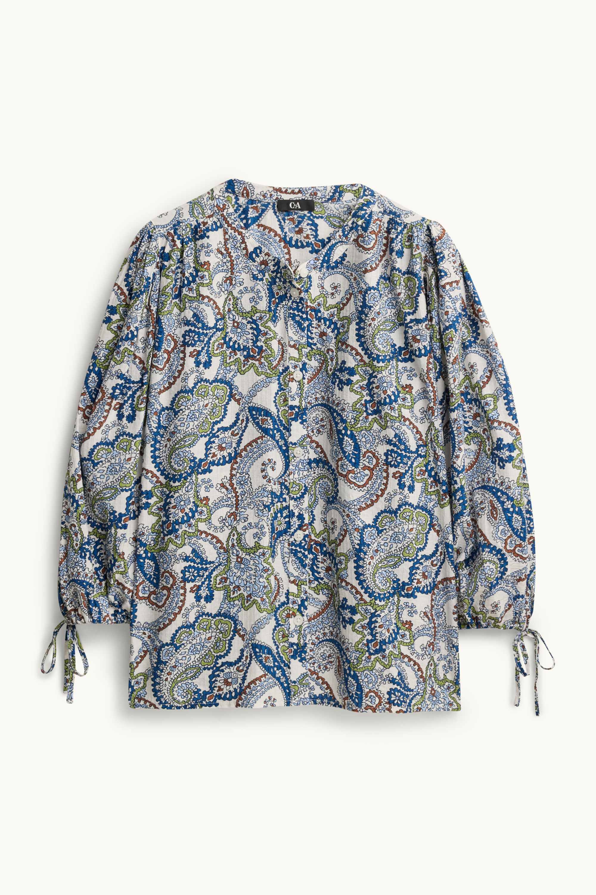 Blouse - patterned white / blue