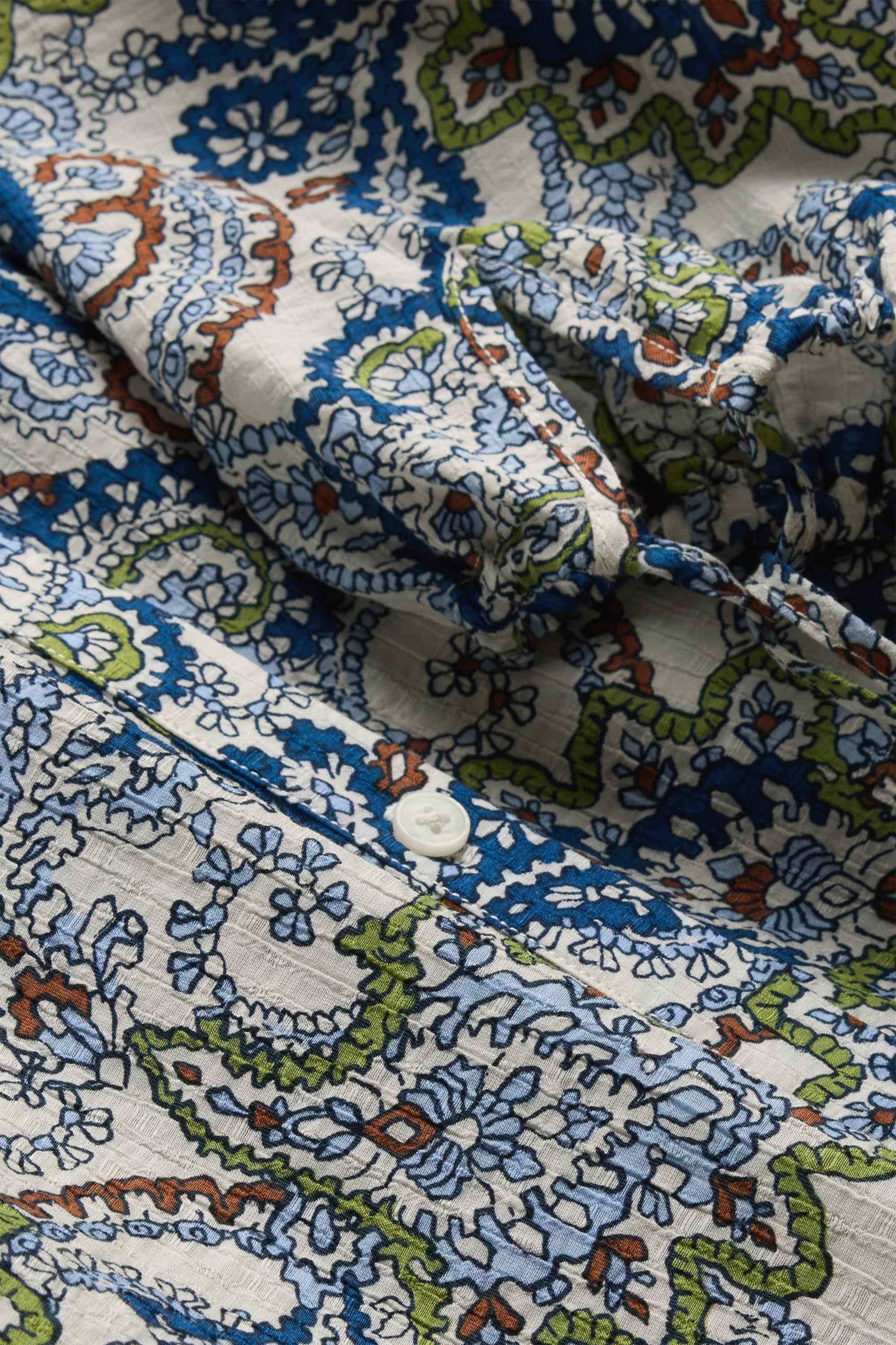 Blouse - patterned white / blue