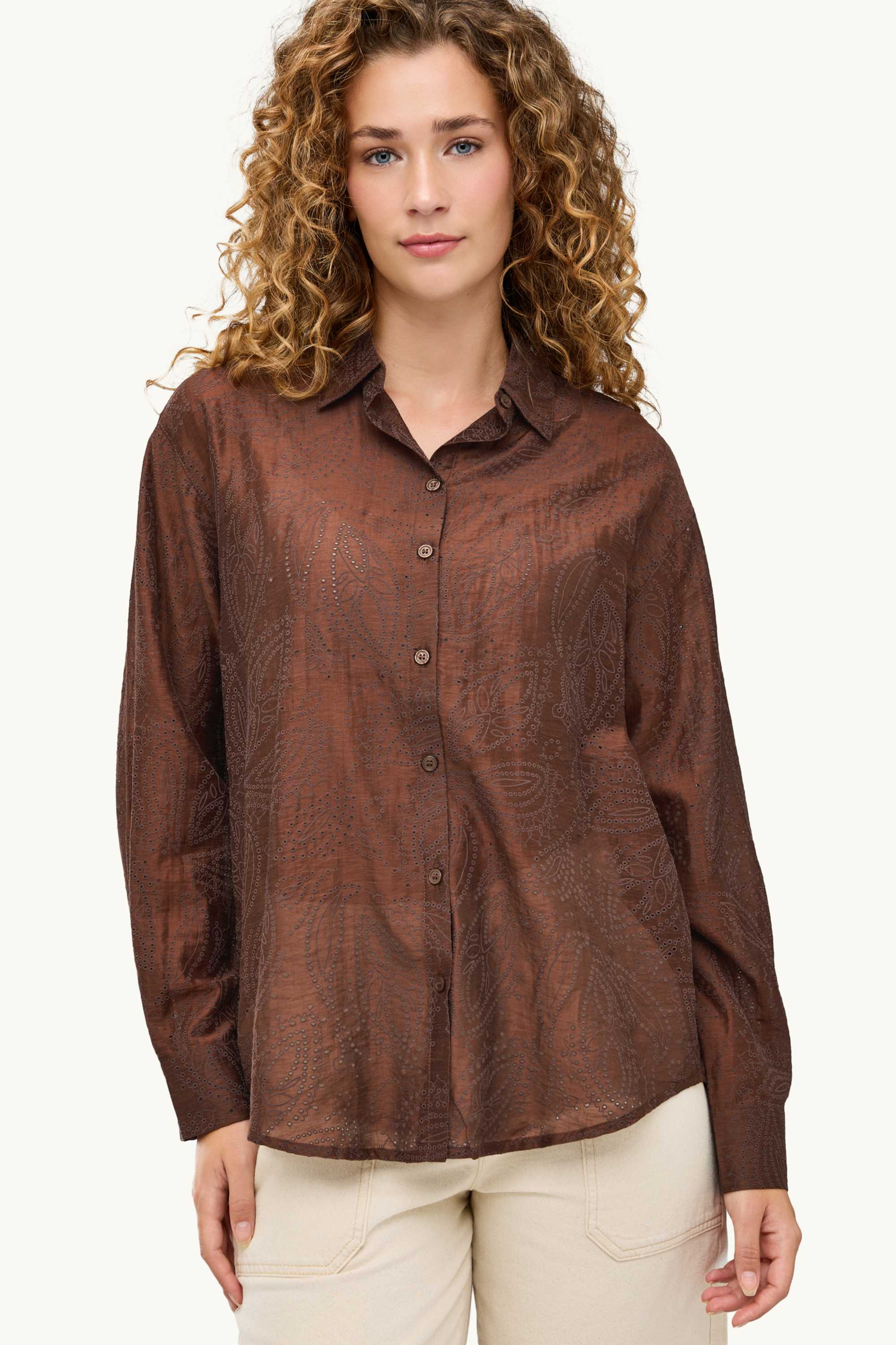 Blouse - broderie anglaise brown