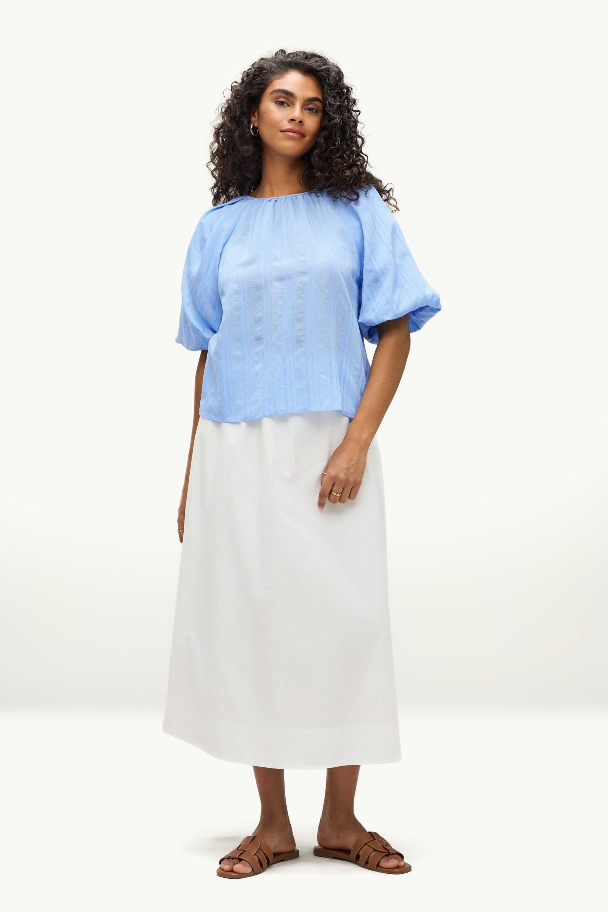 Blouse - textured blue