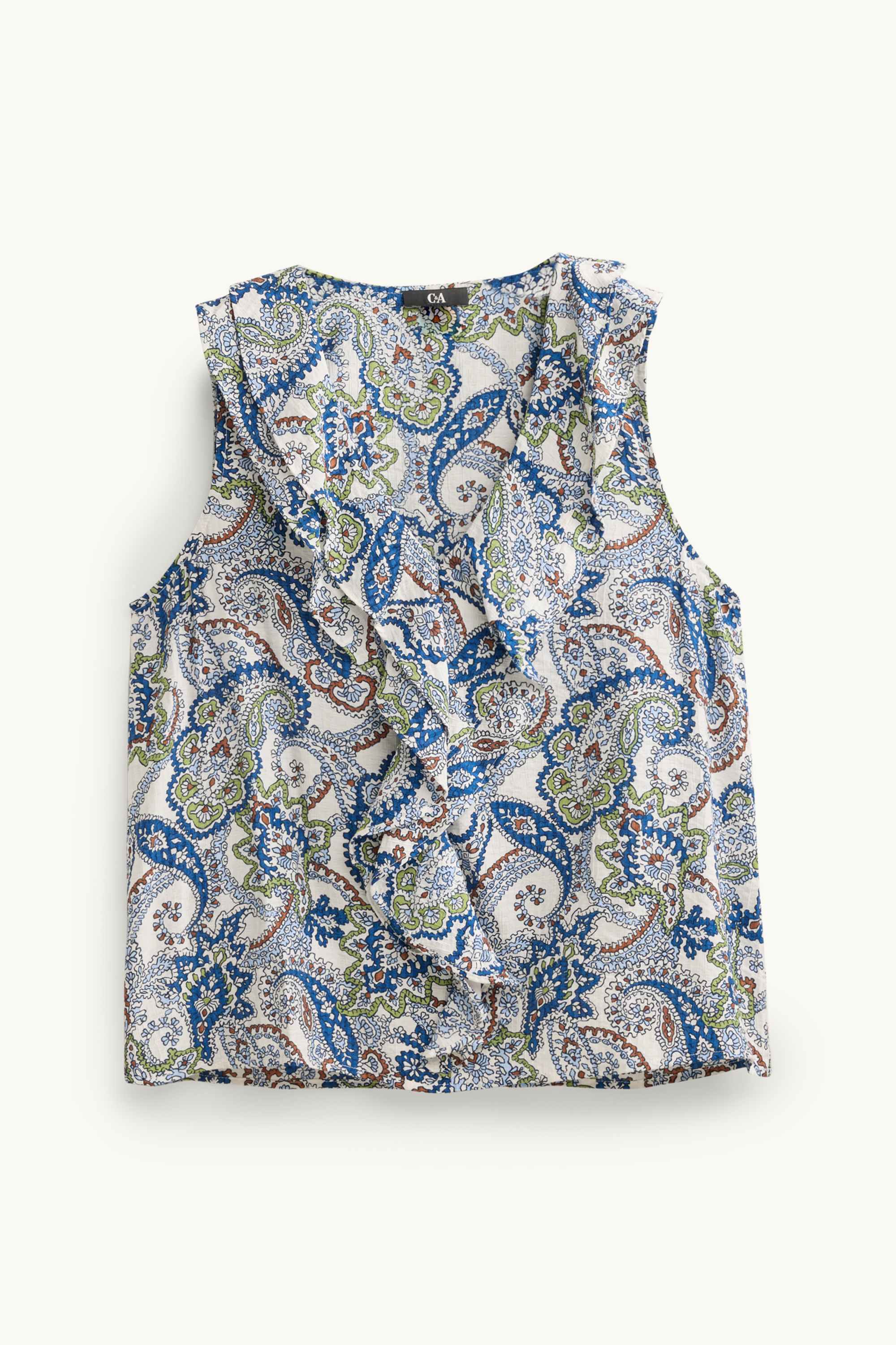 Blouse top - patterned white / blue