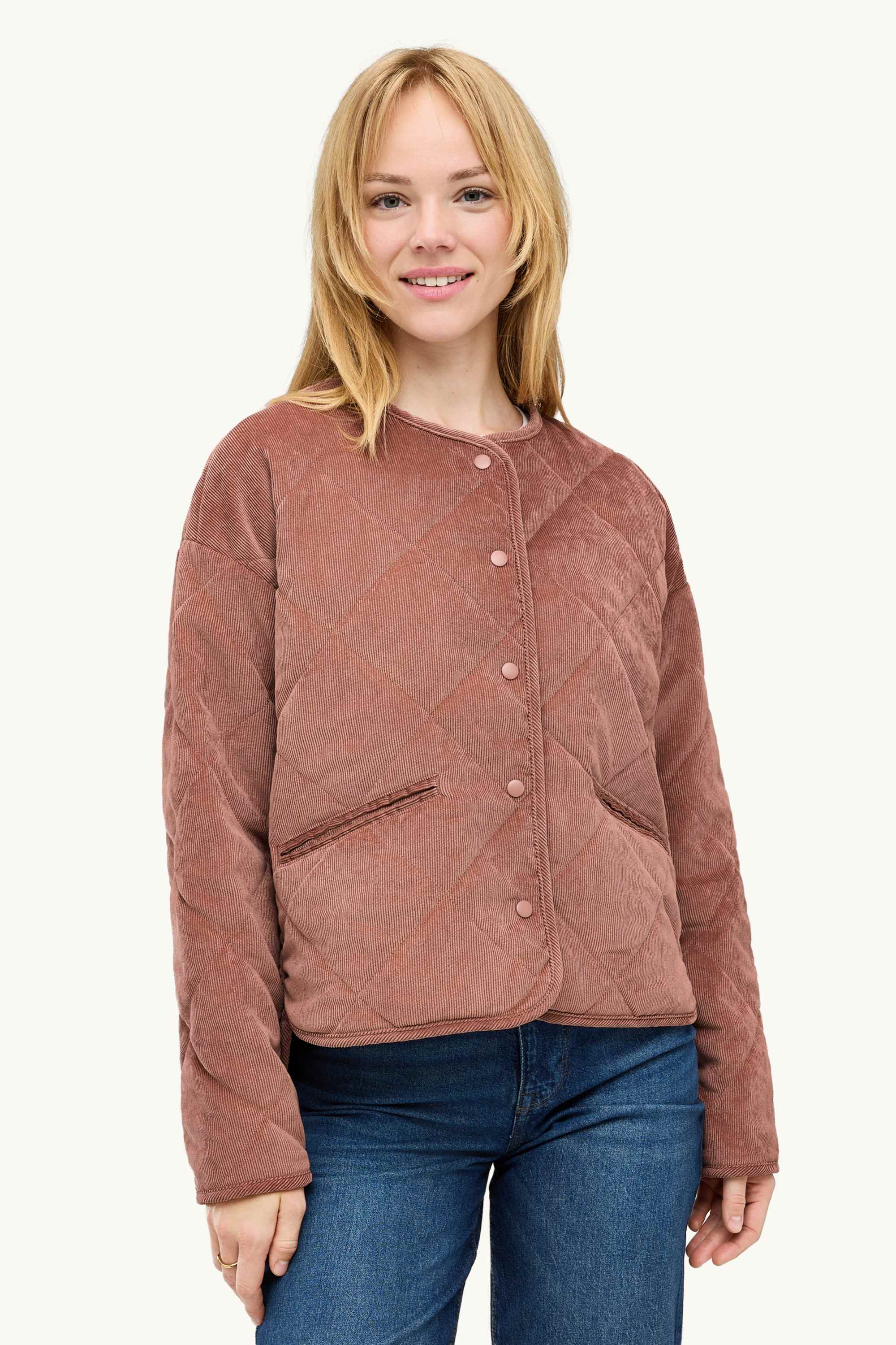 Corduroy quilted jacket rust