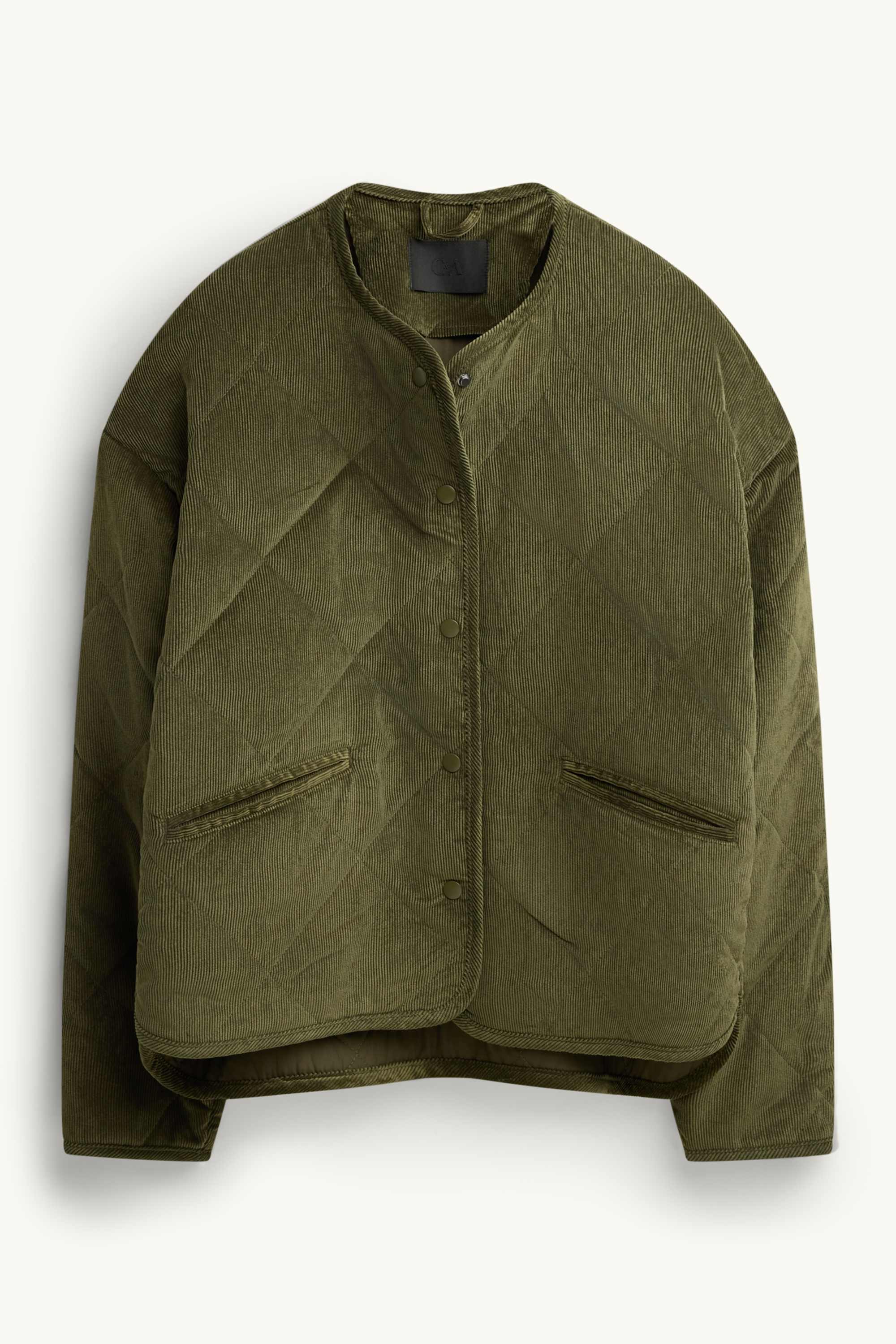 Corduroy quilted jacket dark green
