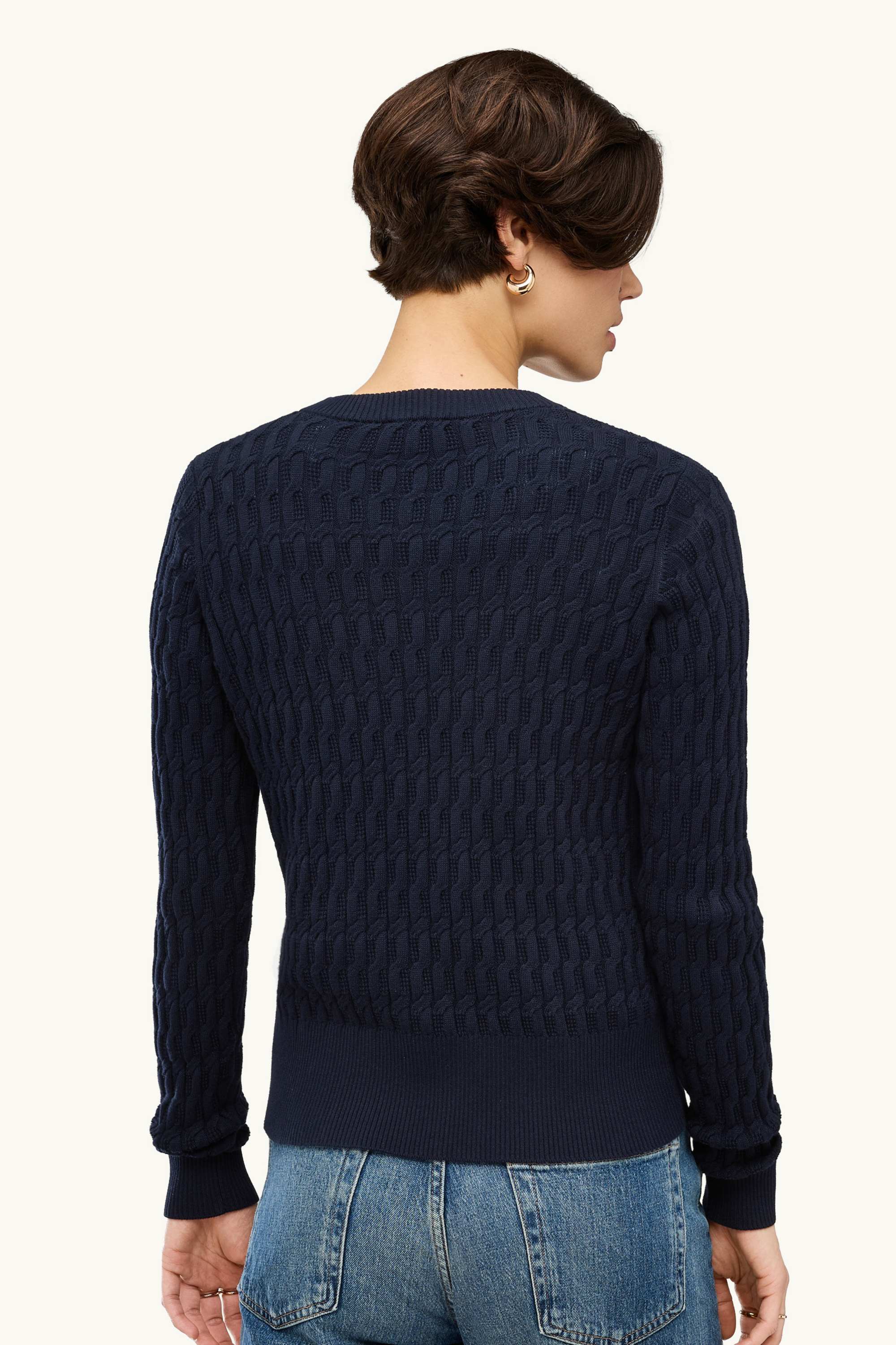 Cardigan - cable knit pattern dark blue