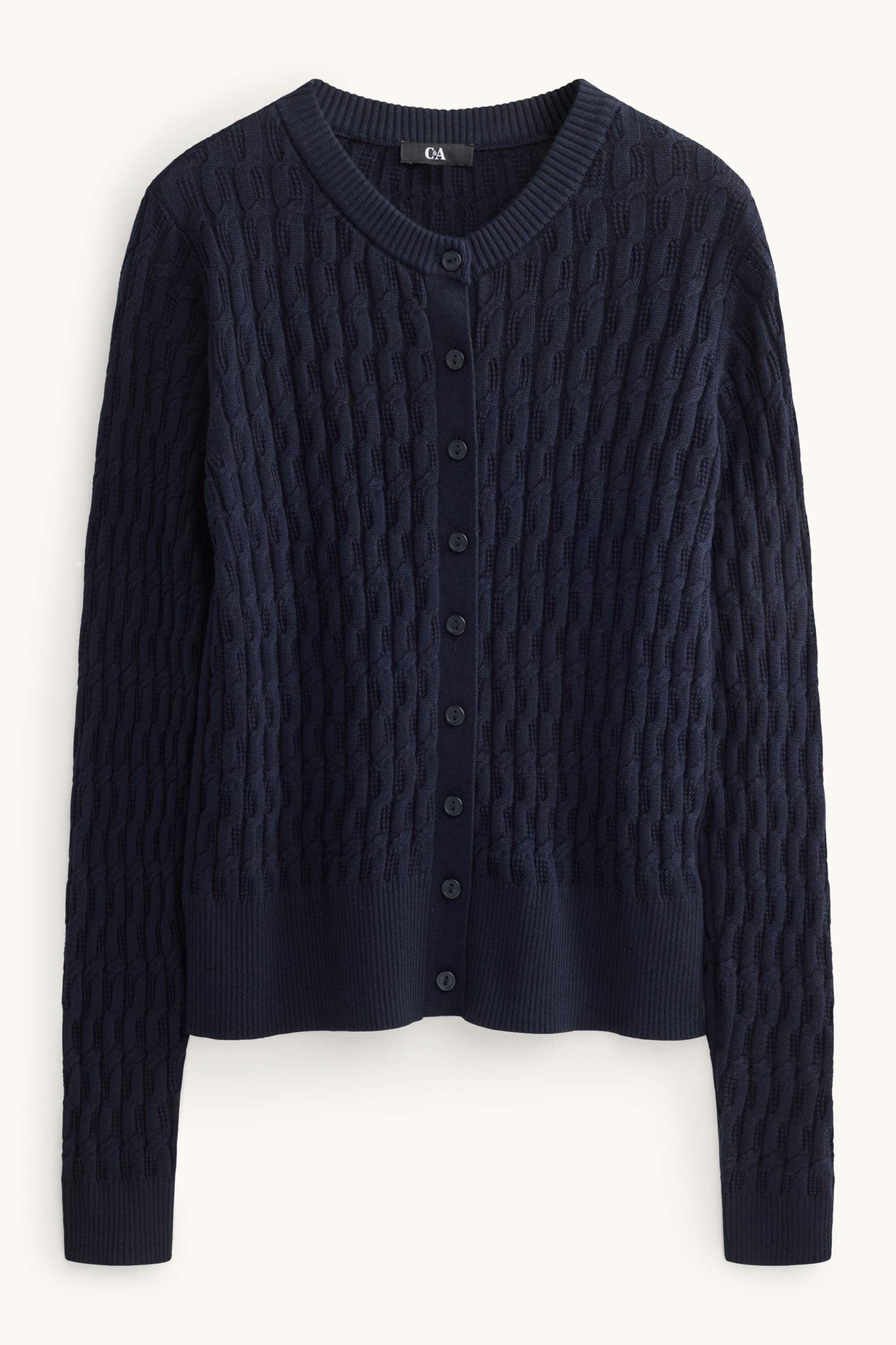 Cardigan - cable knit pattern dark blue