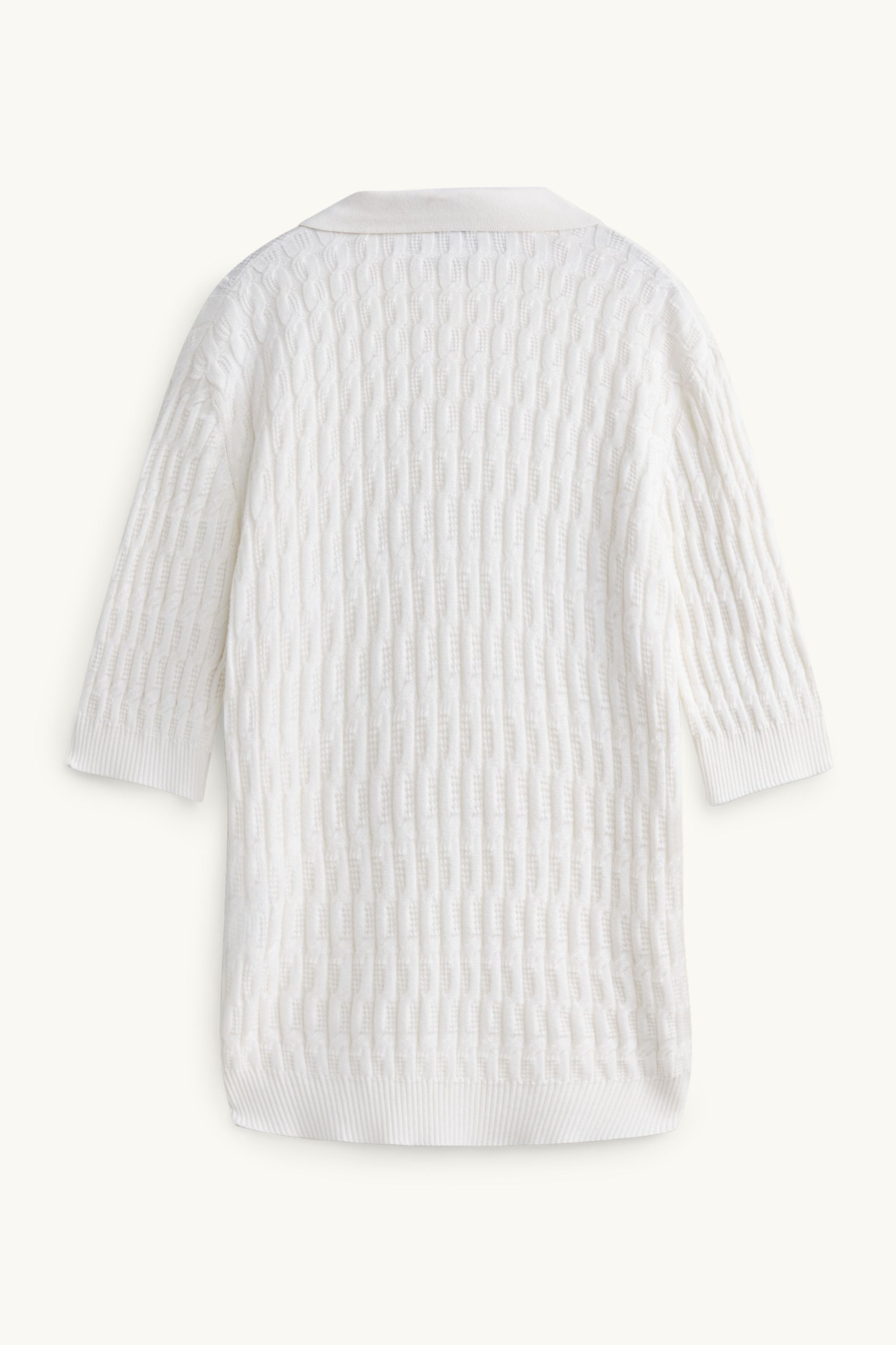 Knitted jumper - short sleeve - textured white