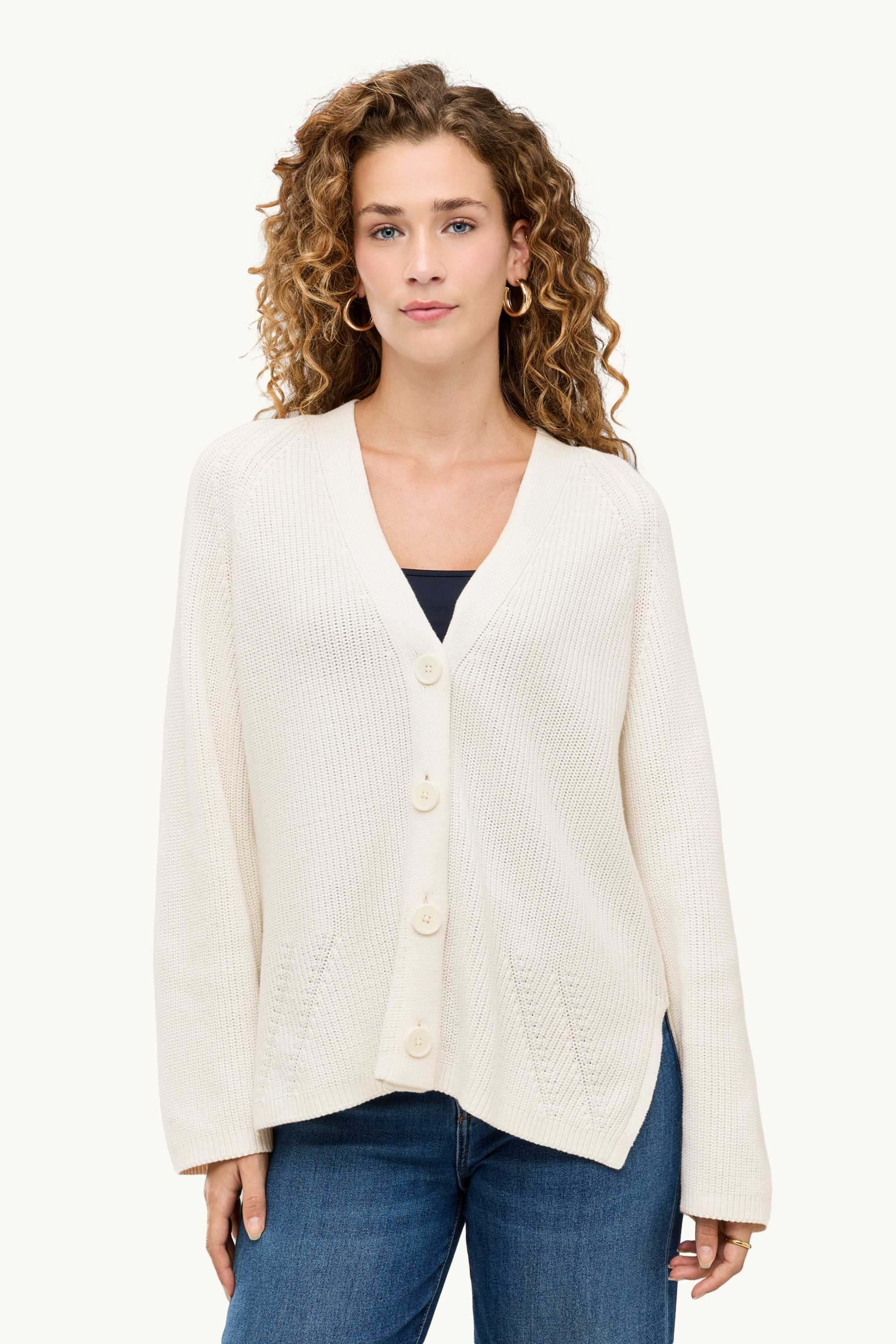 Cardigan - ribbed cremewhite