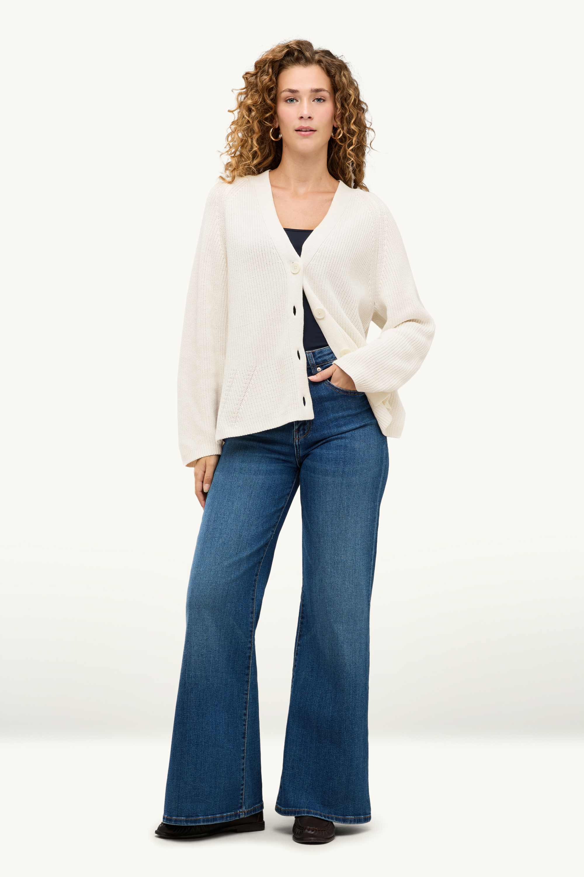 Cardigan - ribbed cremewhite
