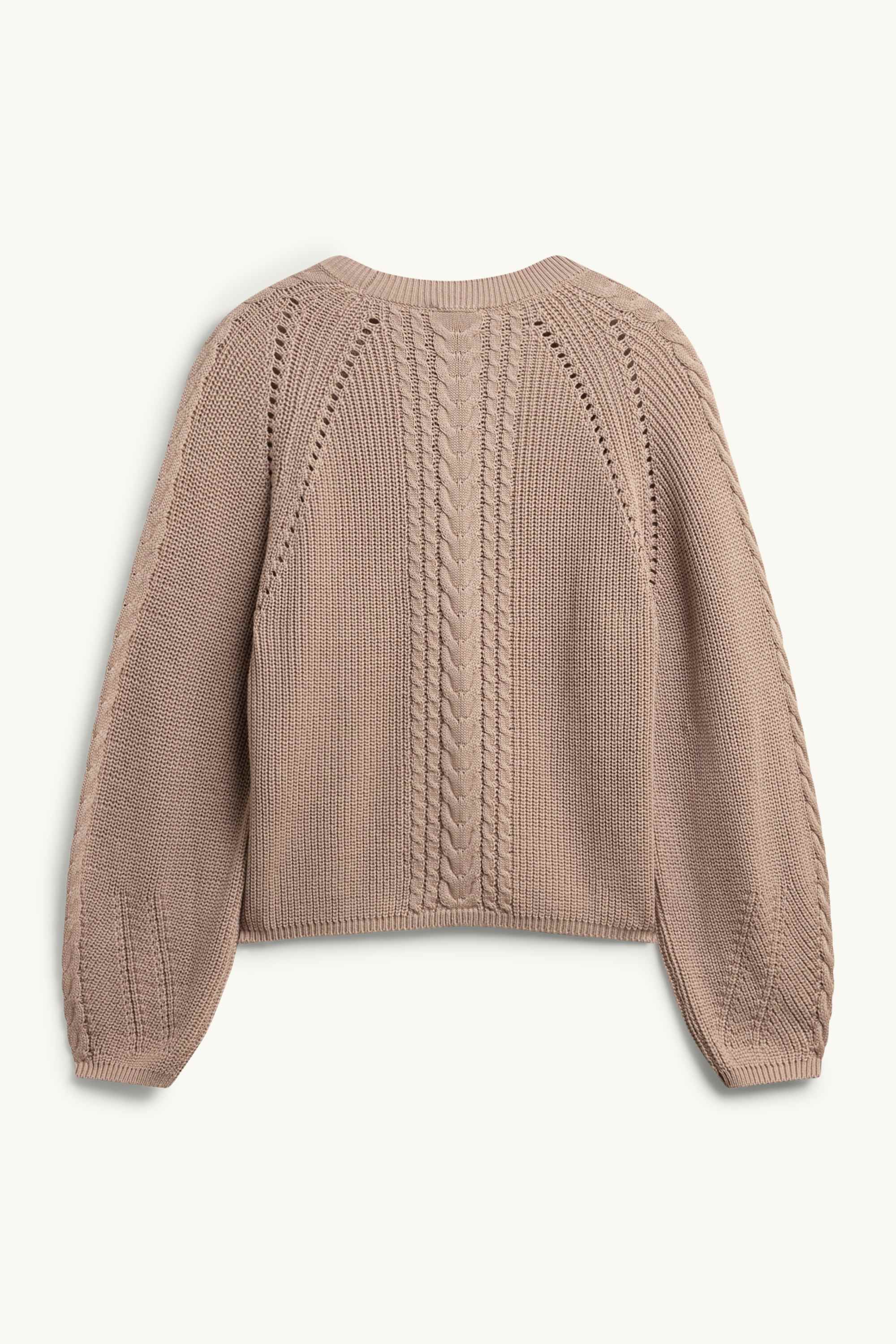 Jumper - cable knit pattern - ribbed beige