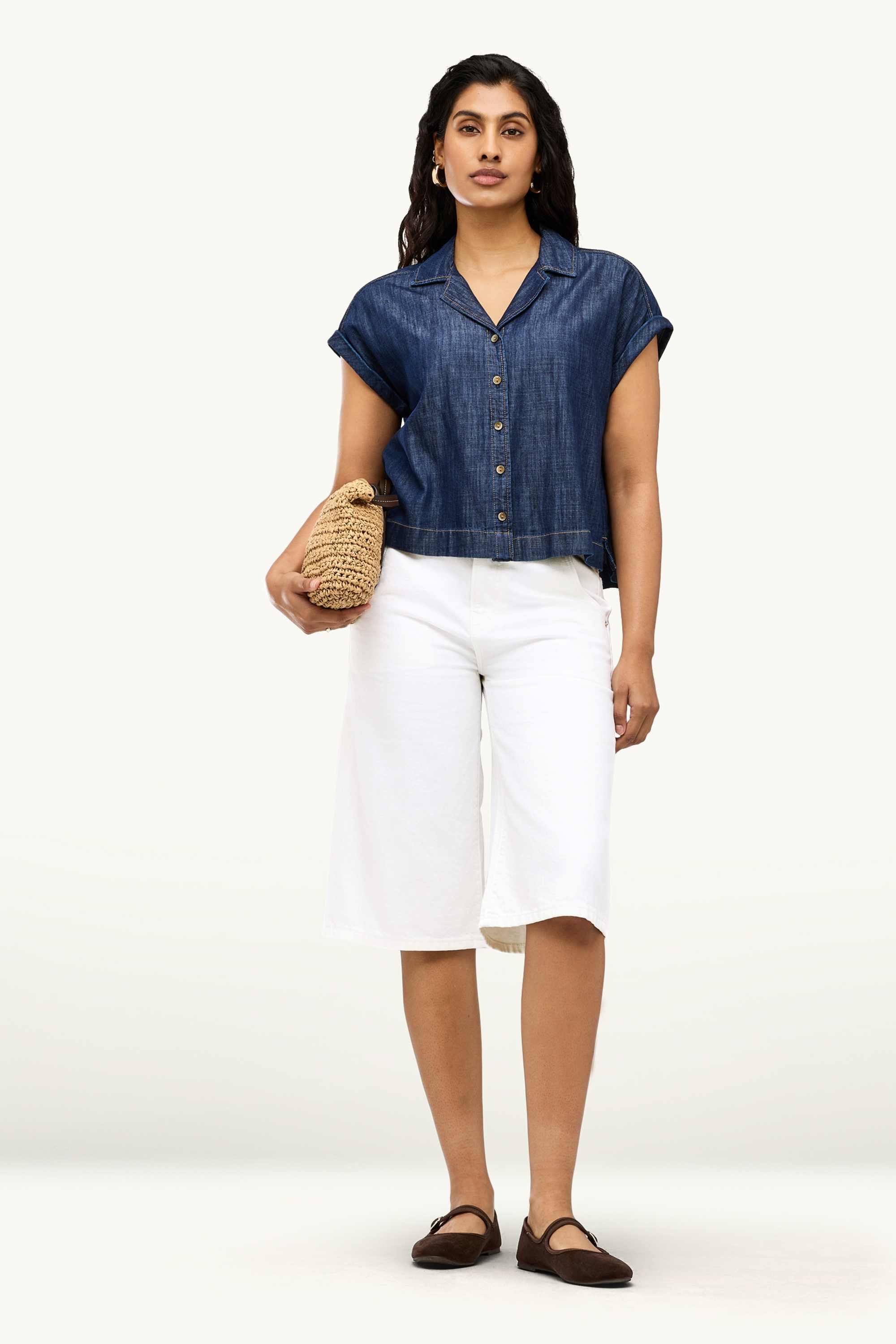 Jorts - high waist white