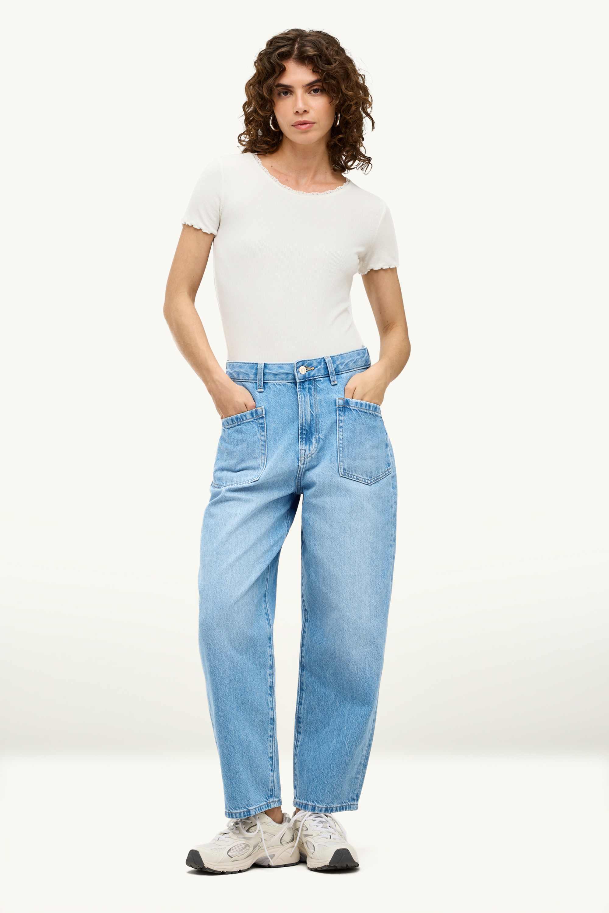 Barrel jeans - high waist denim-light blue