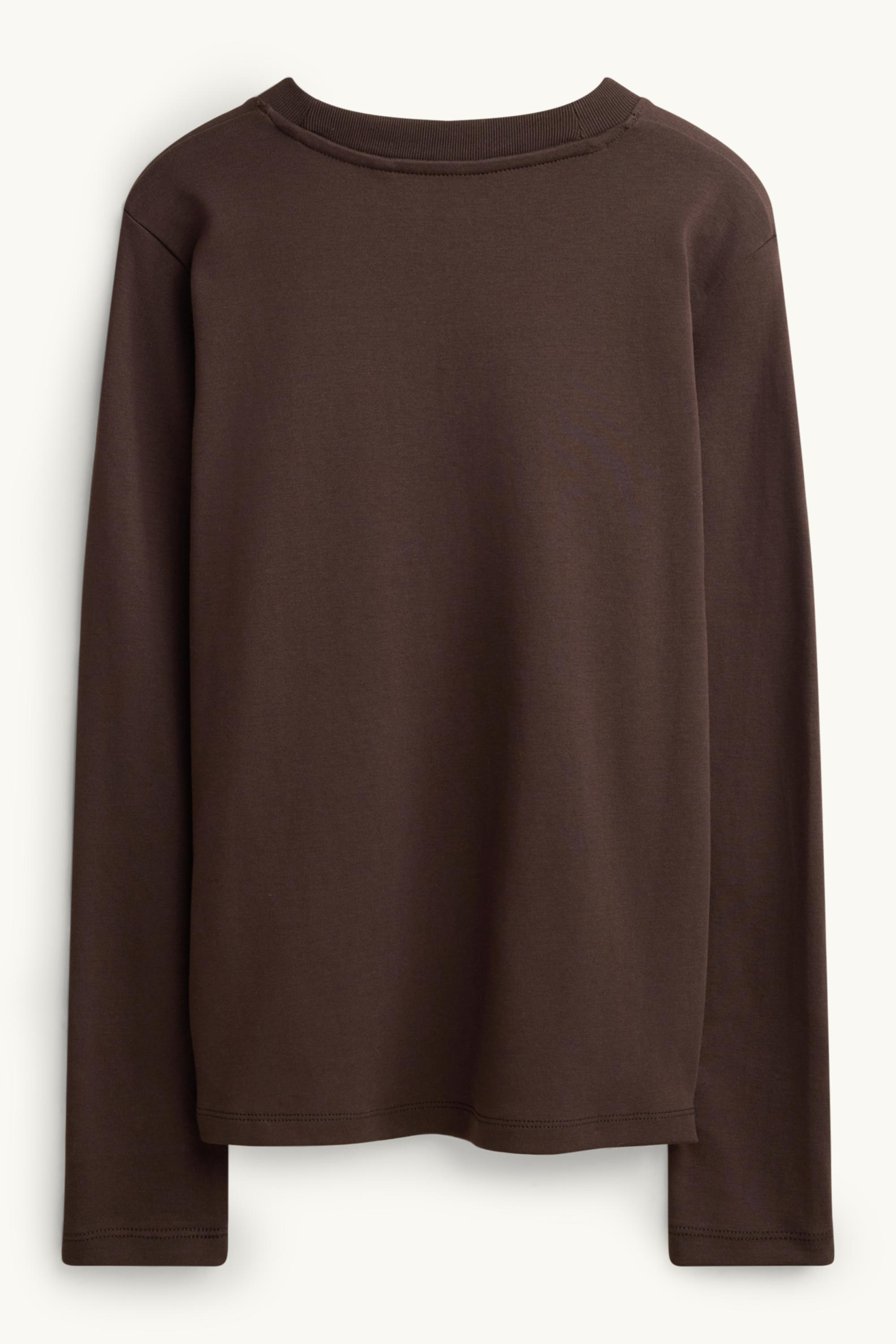 Long sleeve top- regular fit dark brown