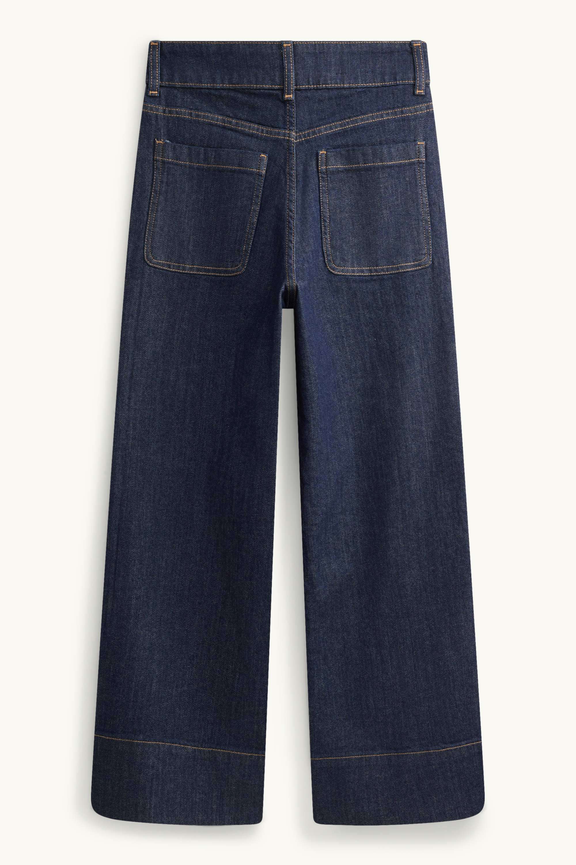 Cropped wide leg jeans - high waist denim-dark blue