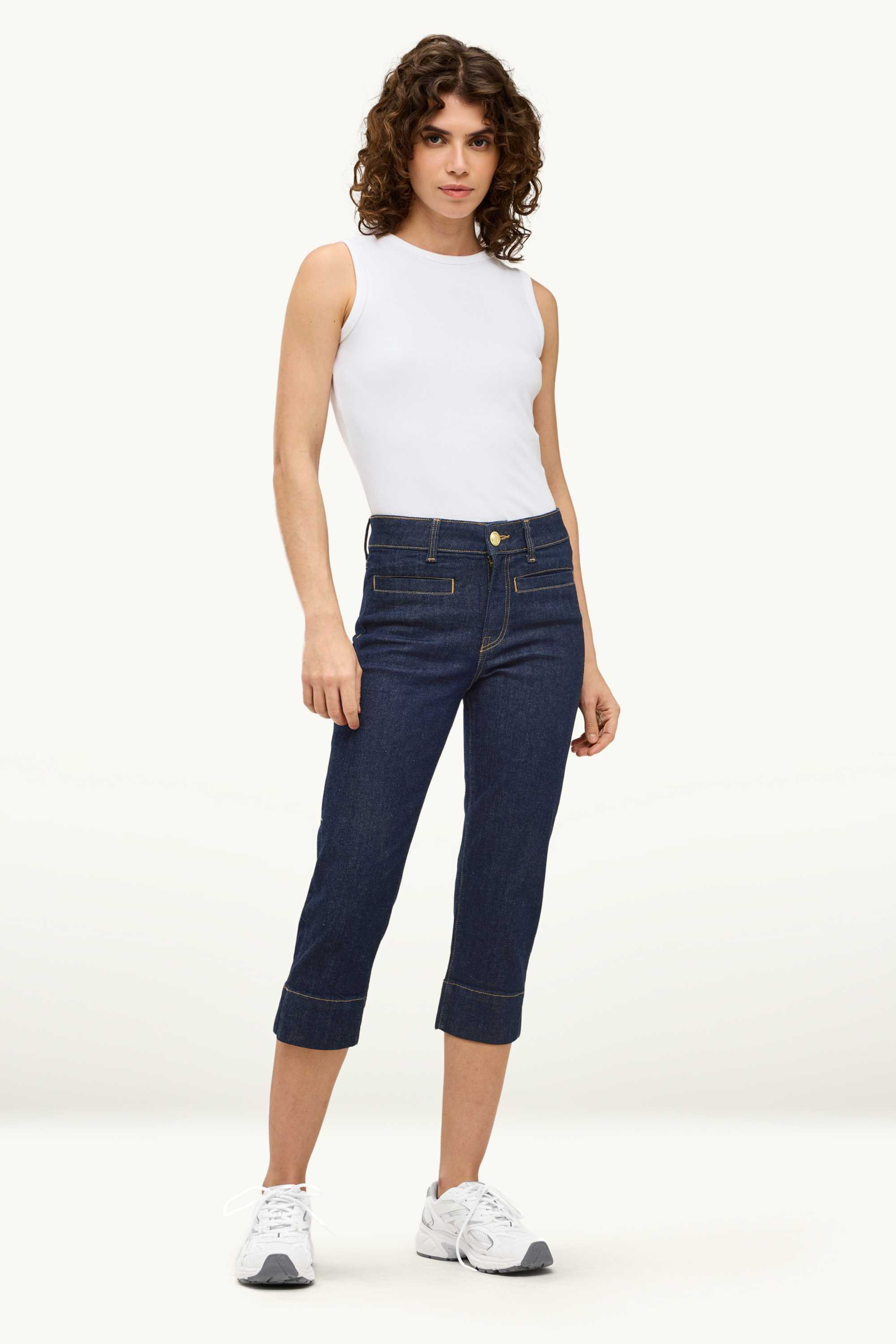 Capri jeans - mid-rise waist - slim fit - LYCRA® denim-dark blue