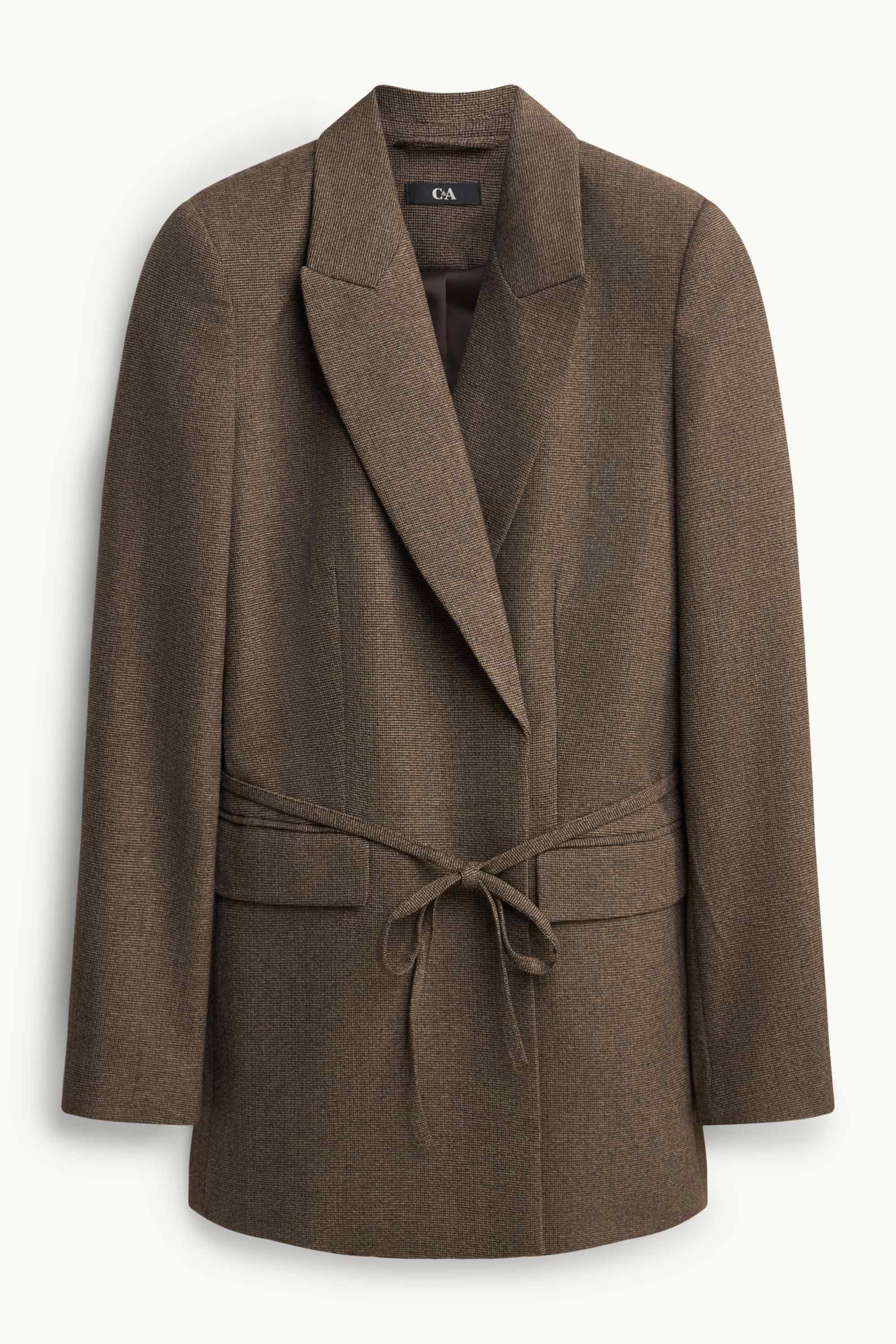 Long blazer - regular fit - textured dark brown