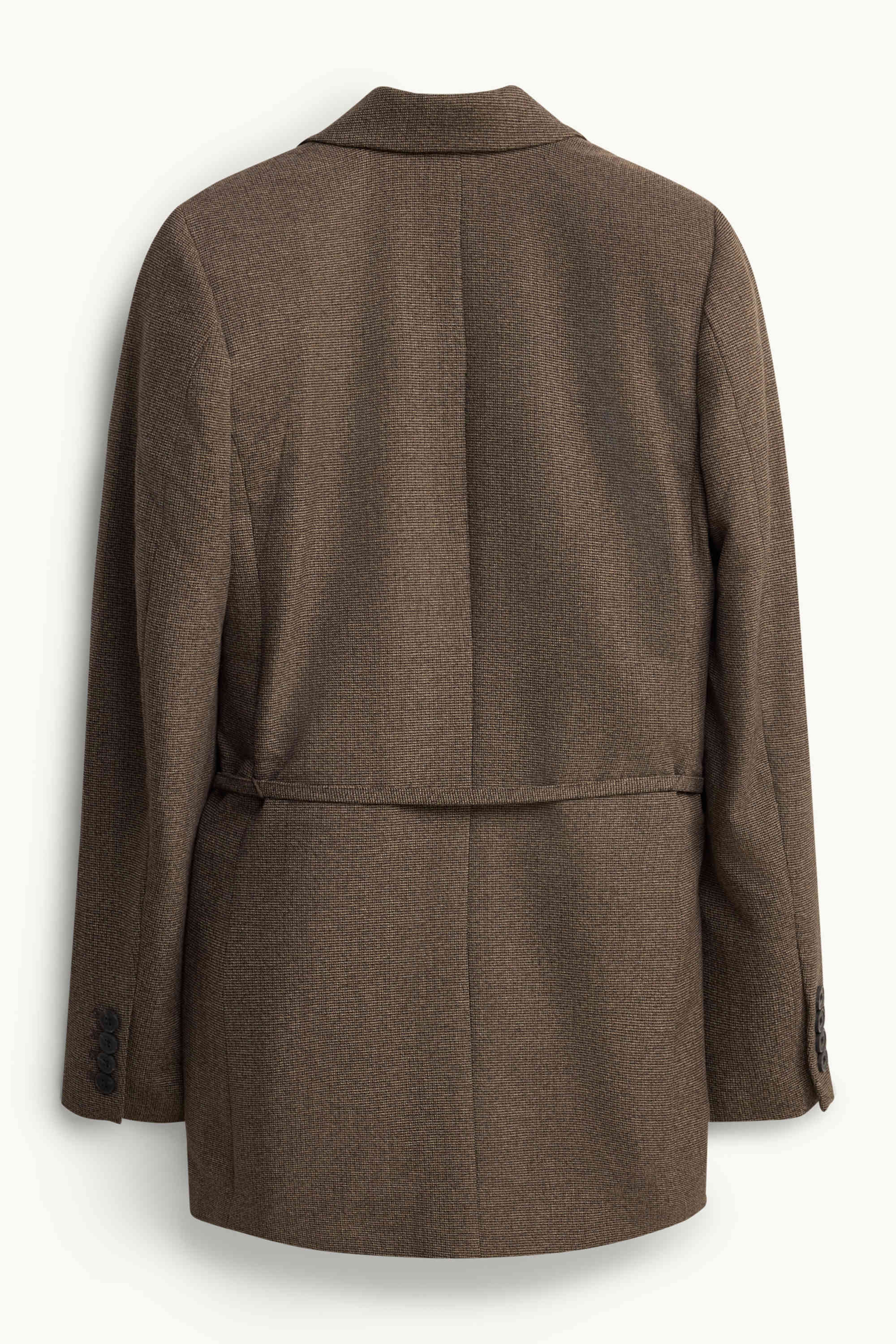 Long blazer - regular fit - textured dark brown