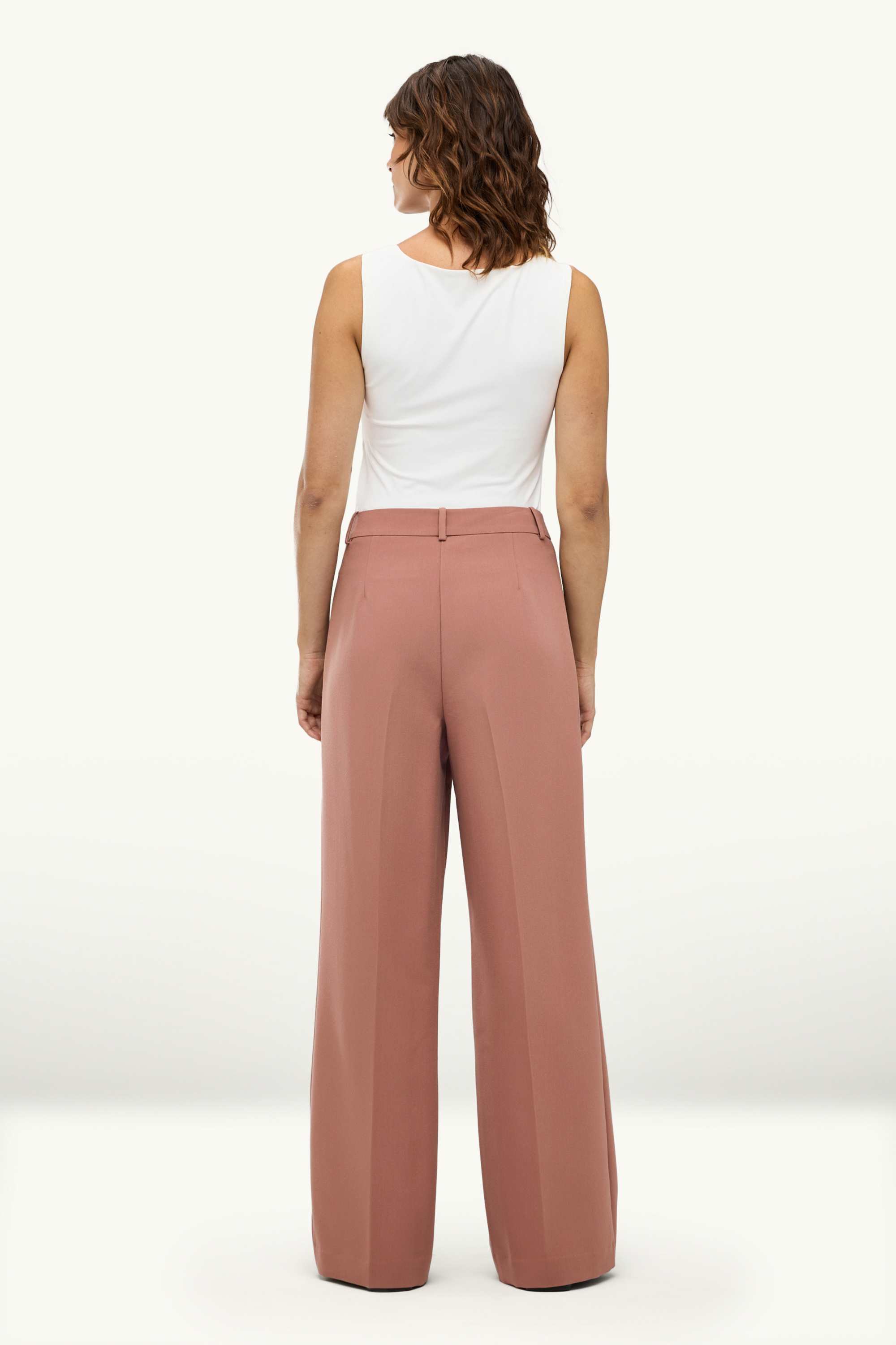 Cloth trousers - high waist - wide leg rose