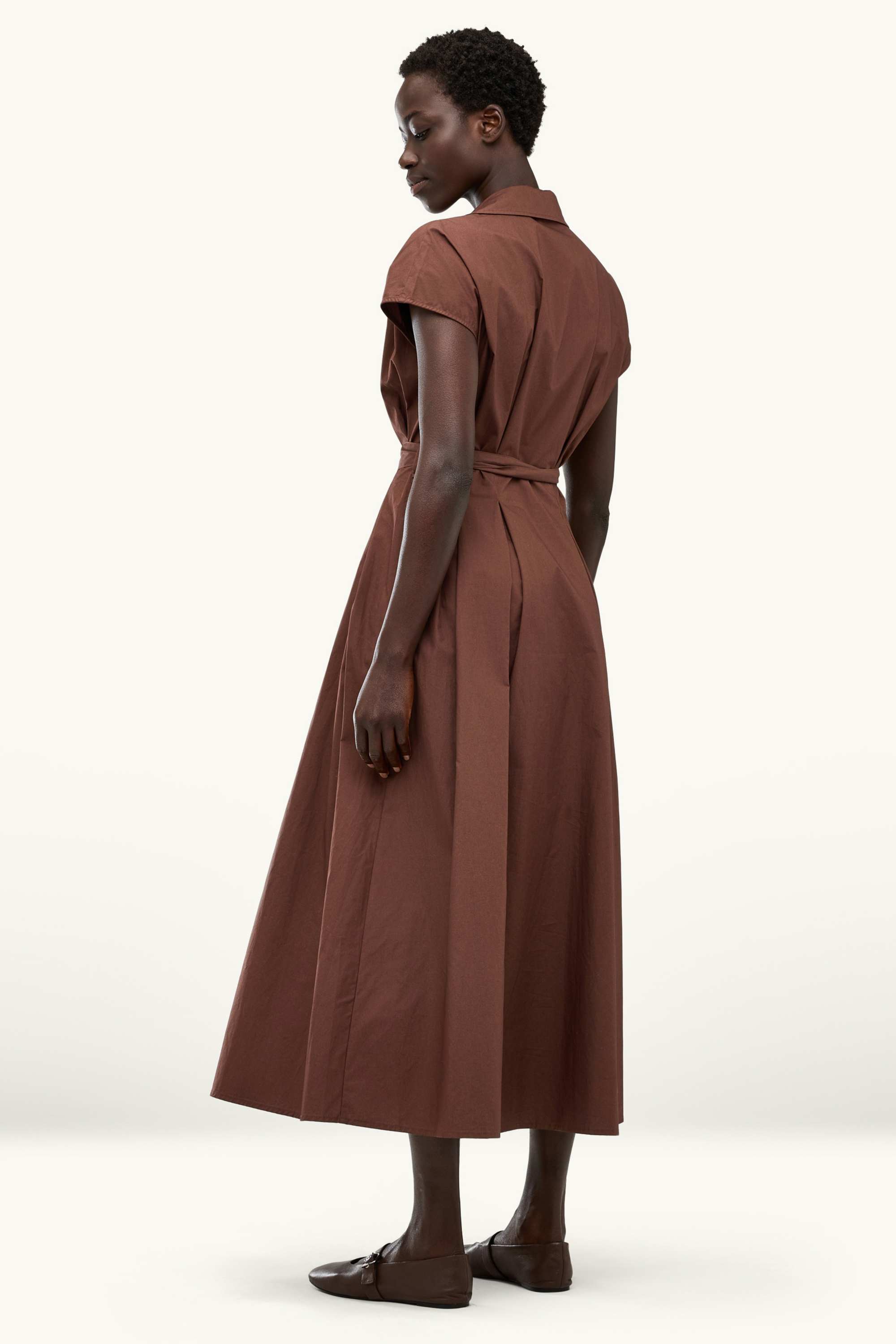 Dress with belt - straight fit dark brown