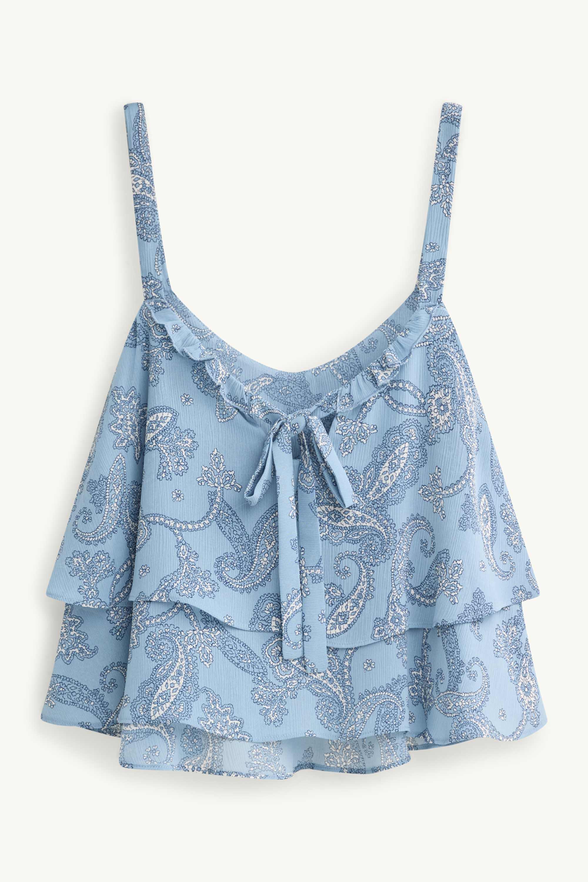 Cropped blouse top - patterned blue