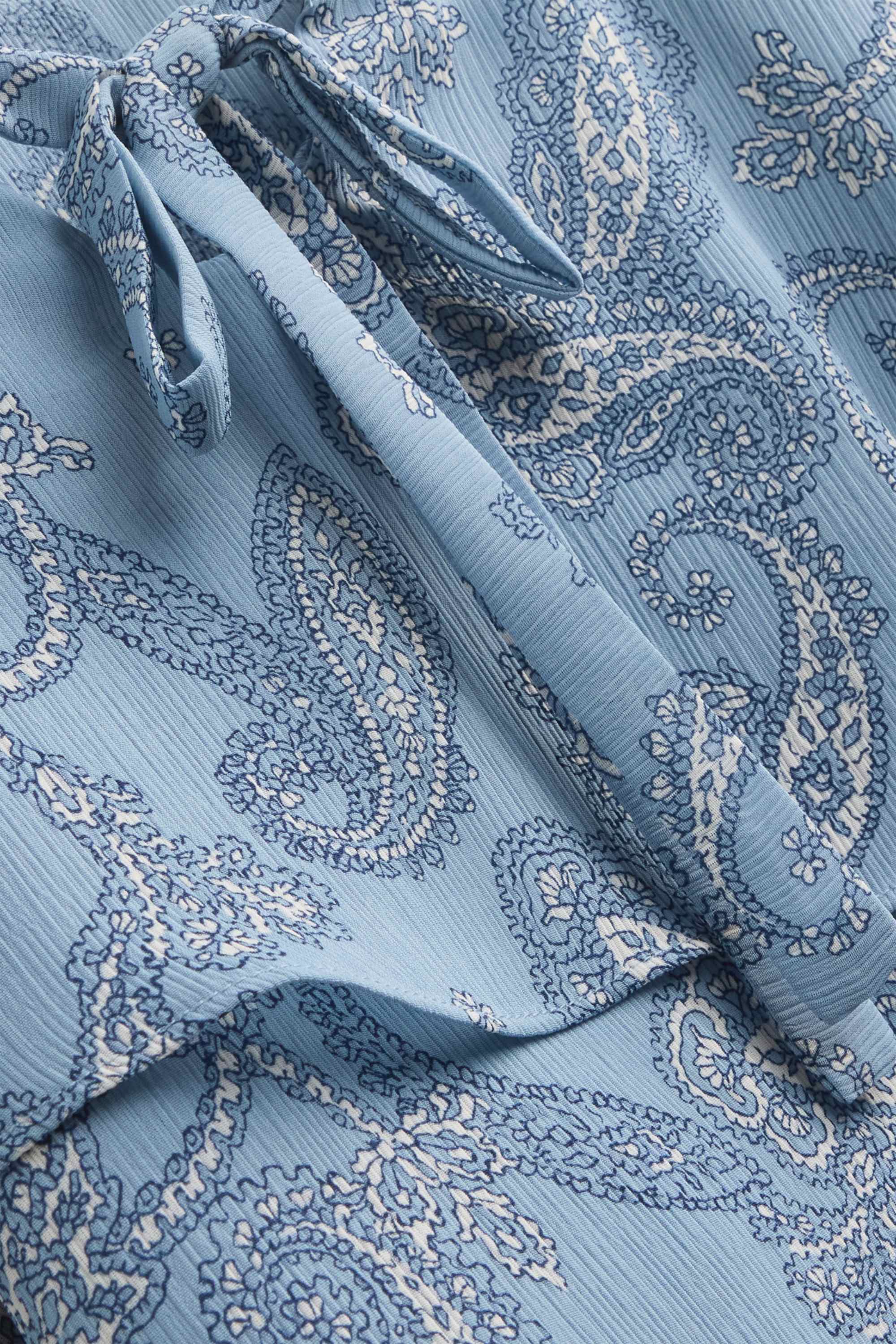 Cropped blouse top - patterned blue