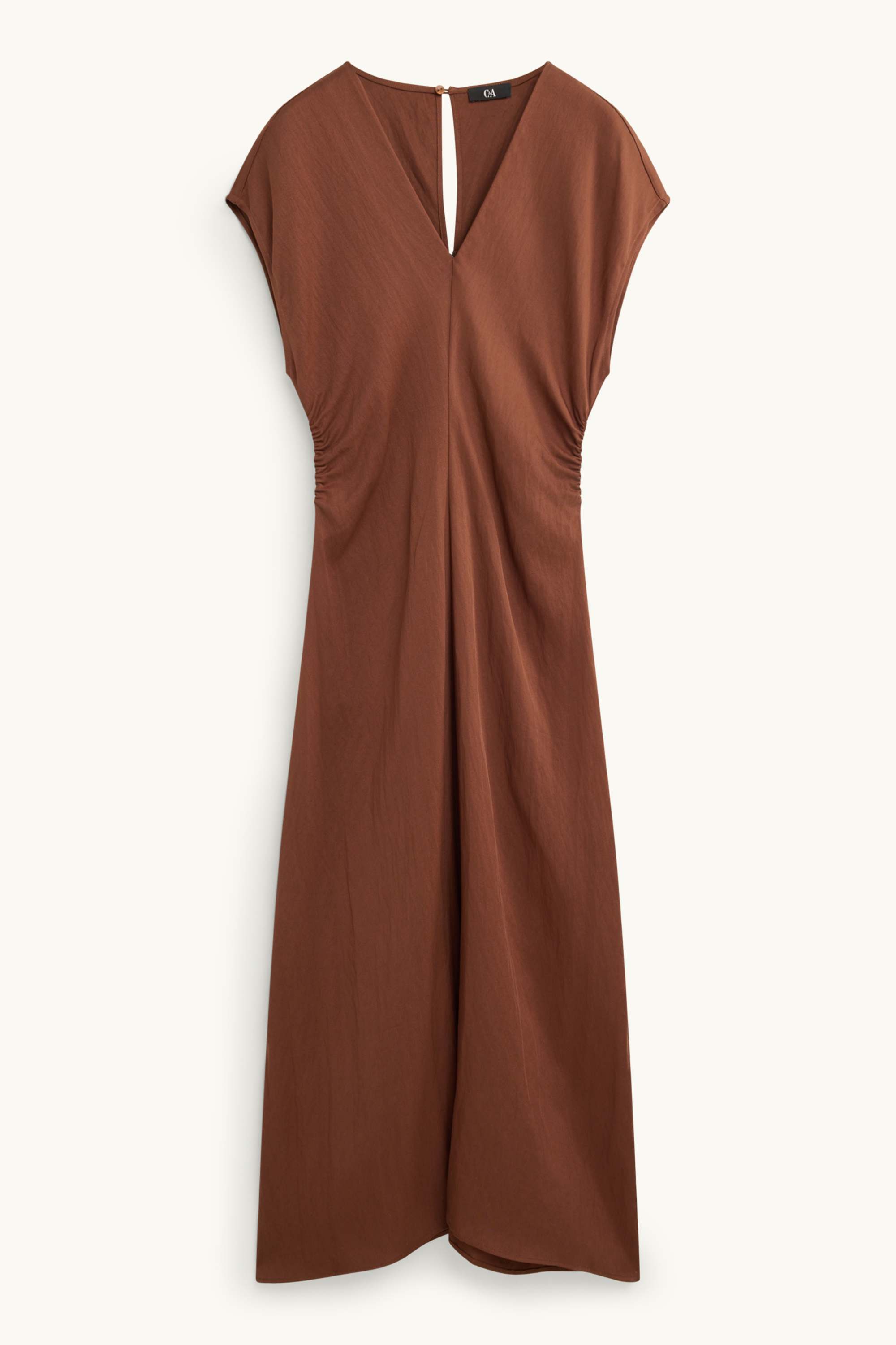 V-neck dress - straight fit rust