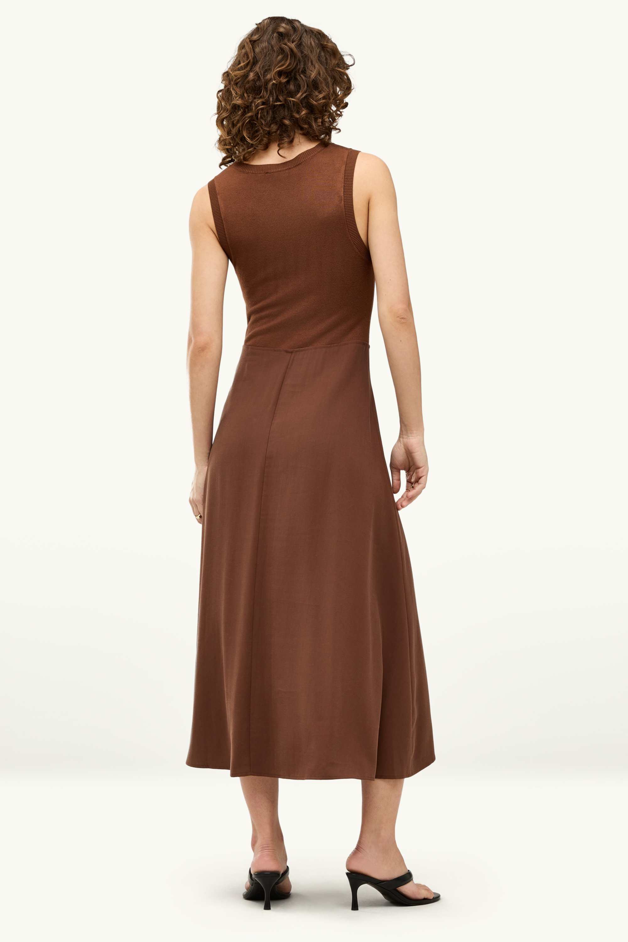 Fit & flare dress - viscose blend brown