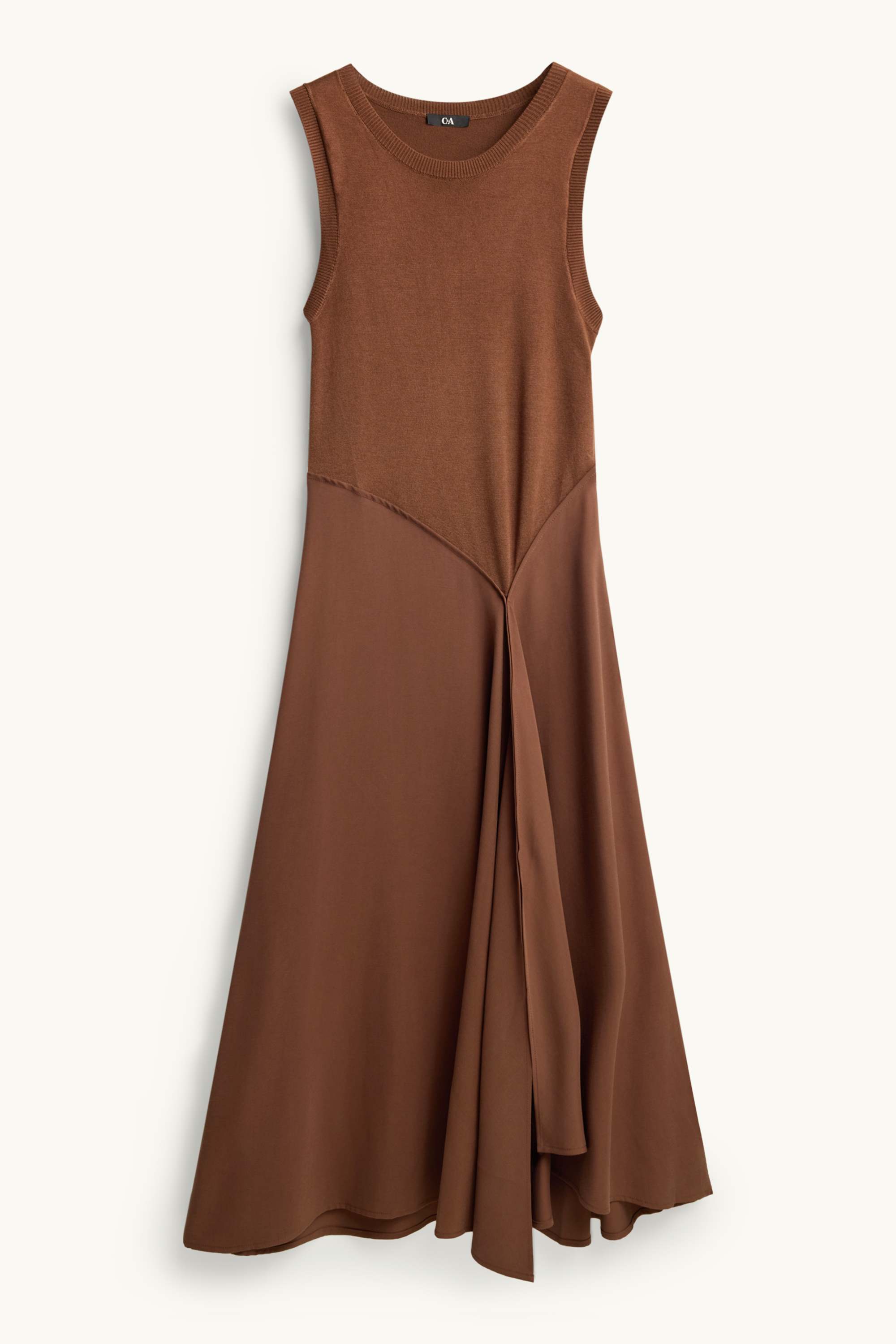 Fit & flare dress - viscose blend brown