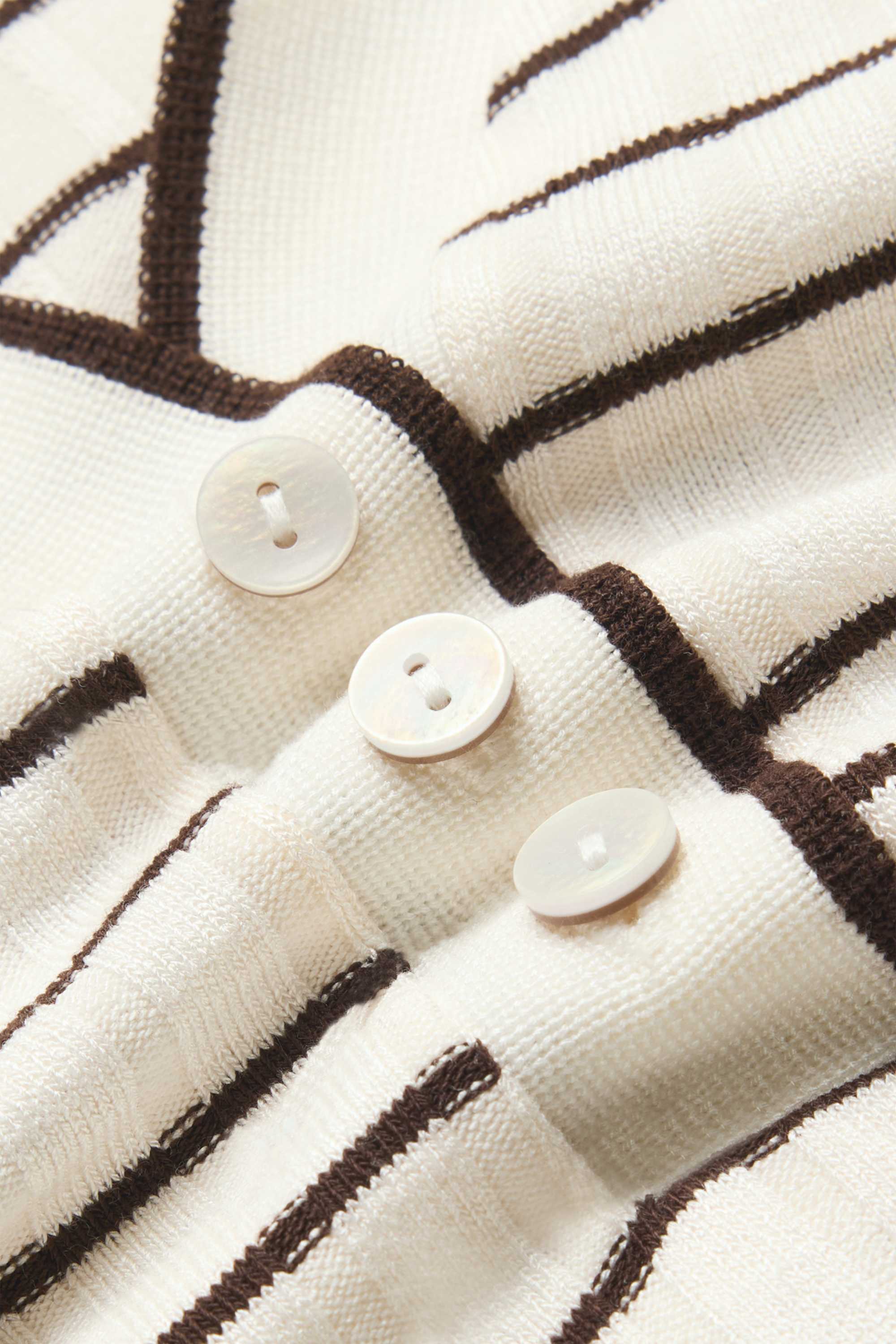 Polo shirt - regular fit - ribbed - striped brown / cremewhite